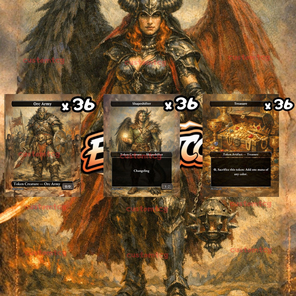 Token Set 130 - 108 Custom MTG Token Cards - Orc Army, Shapeshifter and Treasure