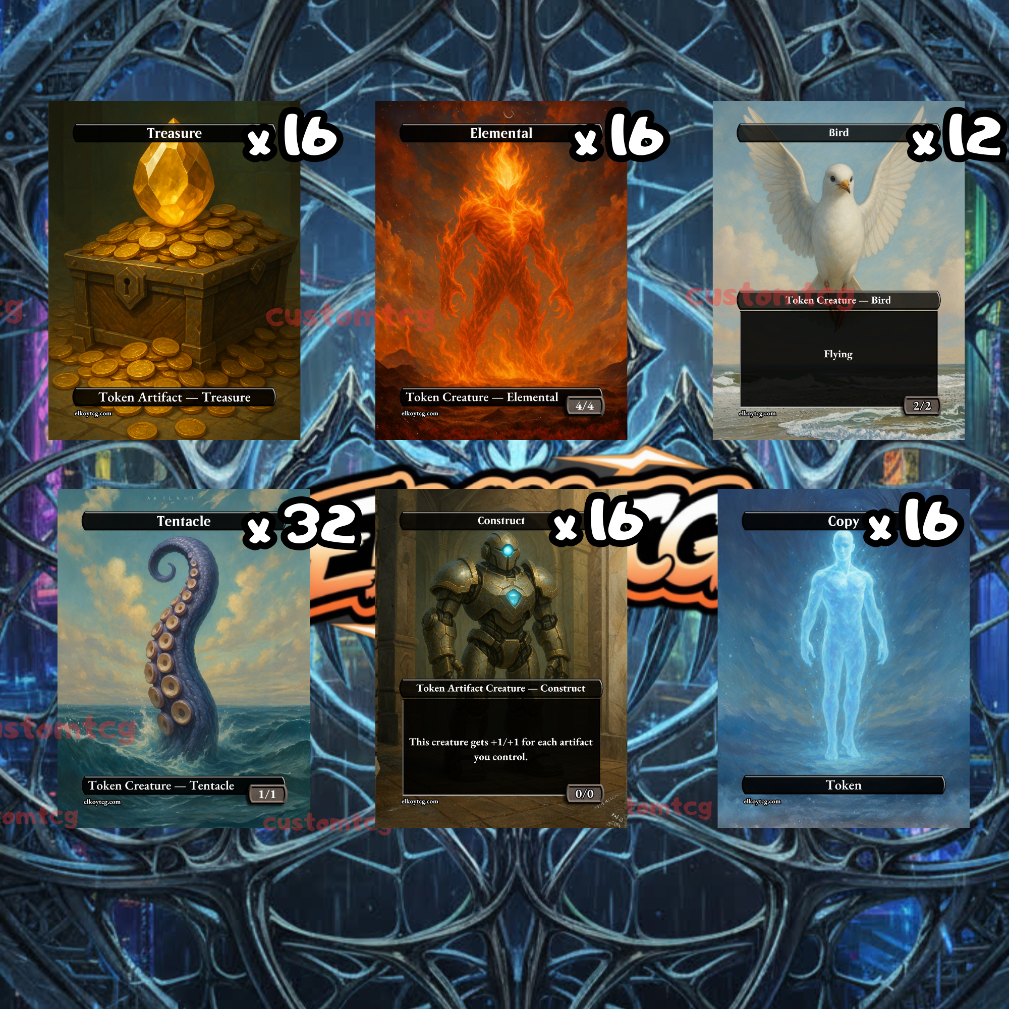 TOKEN SET 90 • 108 Tokens • Elementals, Tentacles & Artifacts