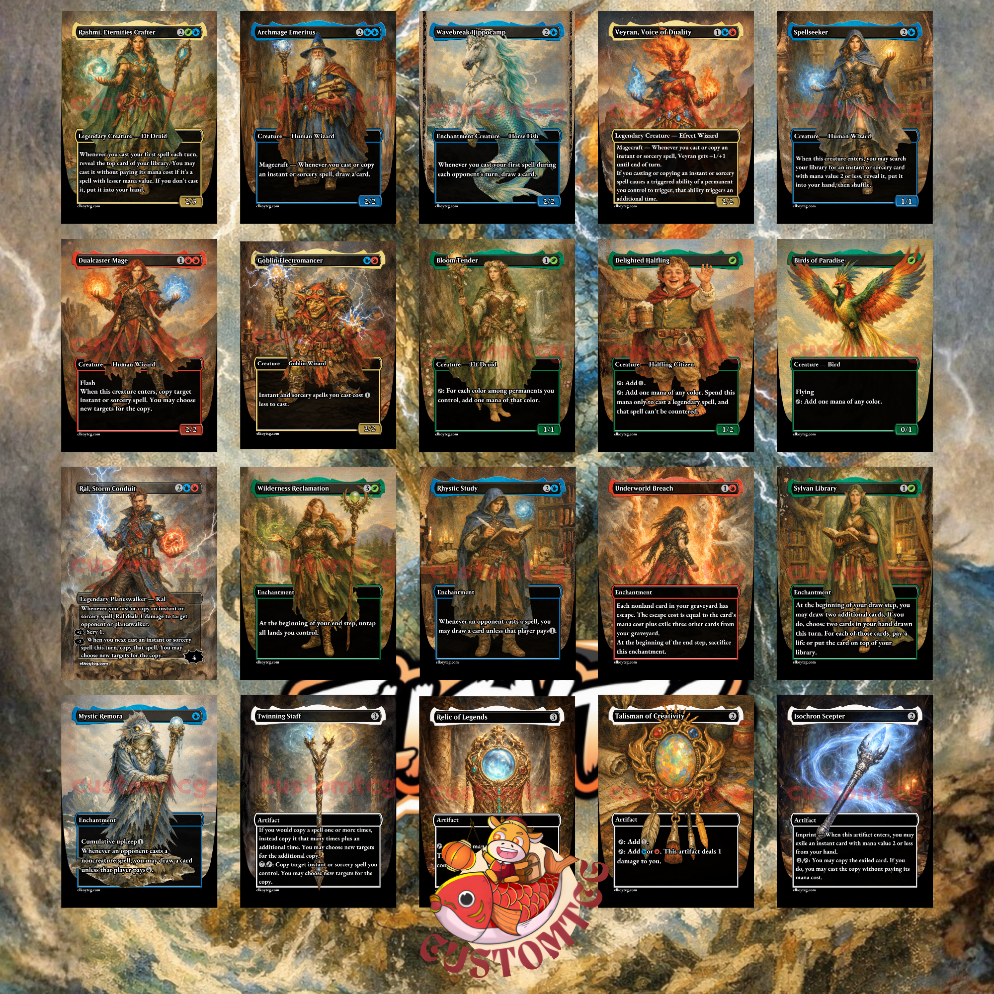 Kalamax, the Stormsire Custom Commander Deck — Instant Copy and Spell Storm | Temur | Fantasy Art Proxy Deck