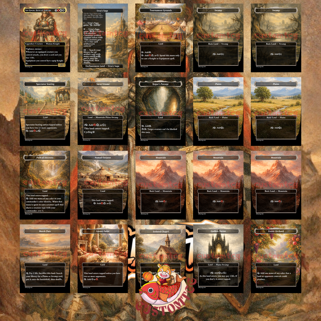Syr Gwyn, Hero of Ashvale Custom Commander Deck — Knights & Equipment | Mardu | Fantasy Art Proxy Deck