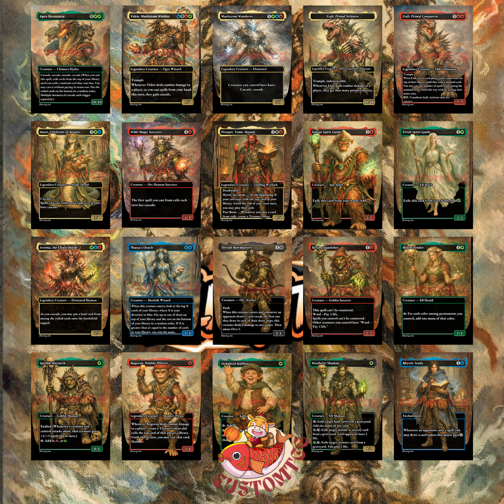 Yidris, Maelstrom Wielder Custom Commander Deck — Cascade Chaos | 4-Color | Fantasy Art Proxy Deck
