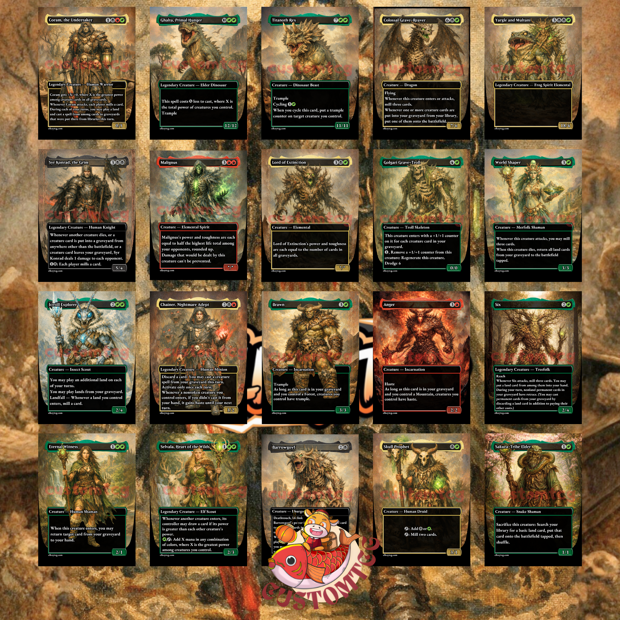 Coram, the Undertaker Custom Commander Deck — Self Mill and Reanimation | Jund | Fantasy Art Proxy Deck