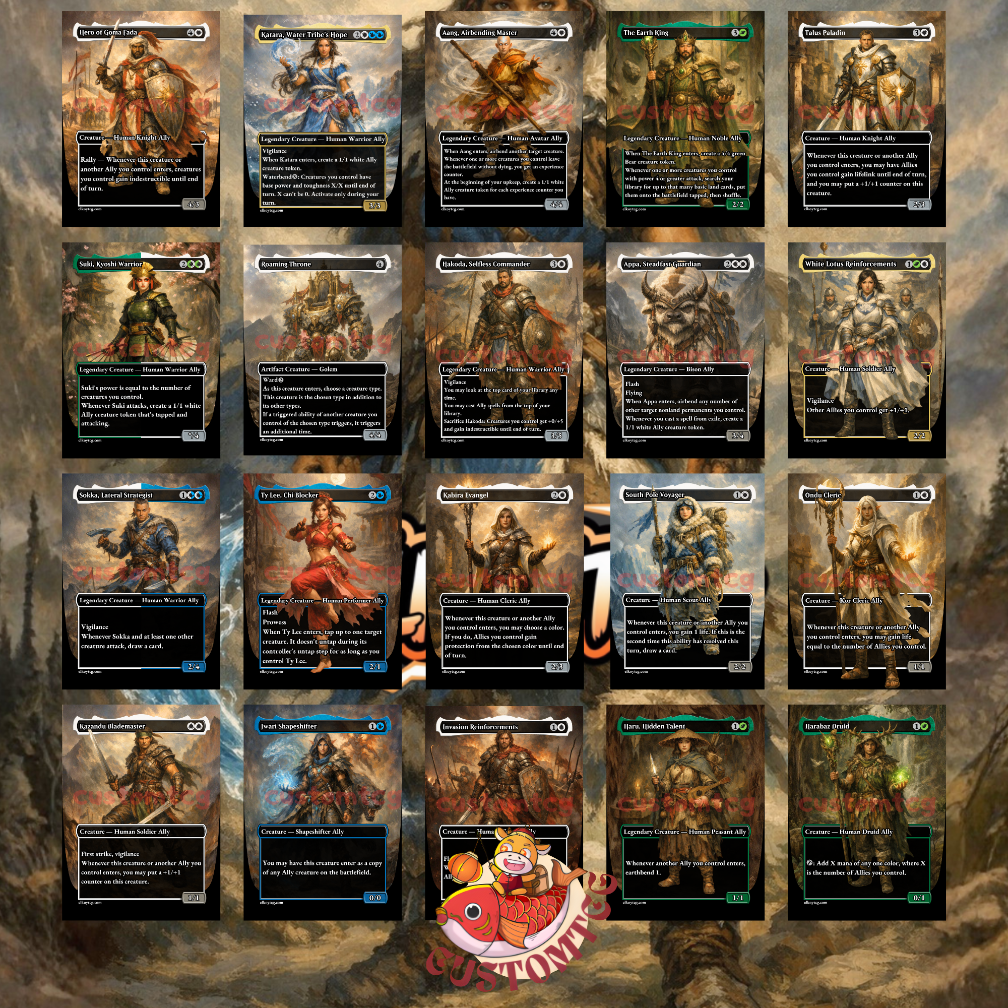 Katara the Fearless Custom Commander Deck – 100 Cards + Tokens | Avatar Allies Tribal | Fantasy Art | Unique Card Designs