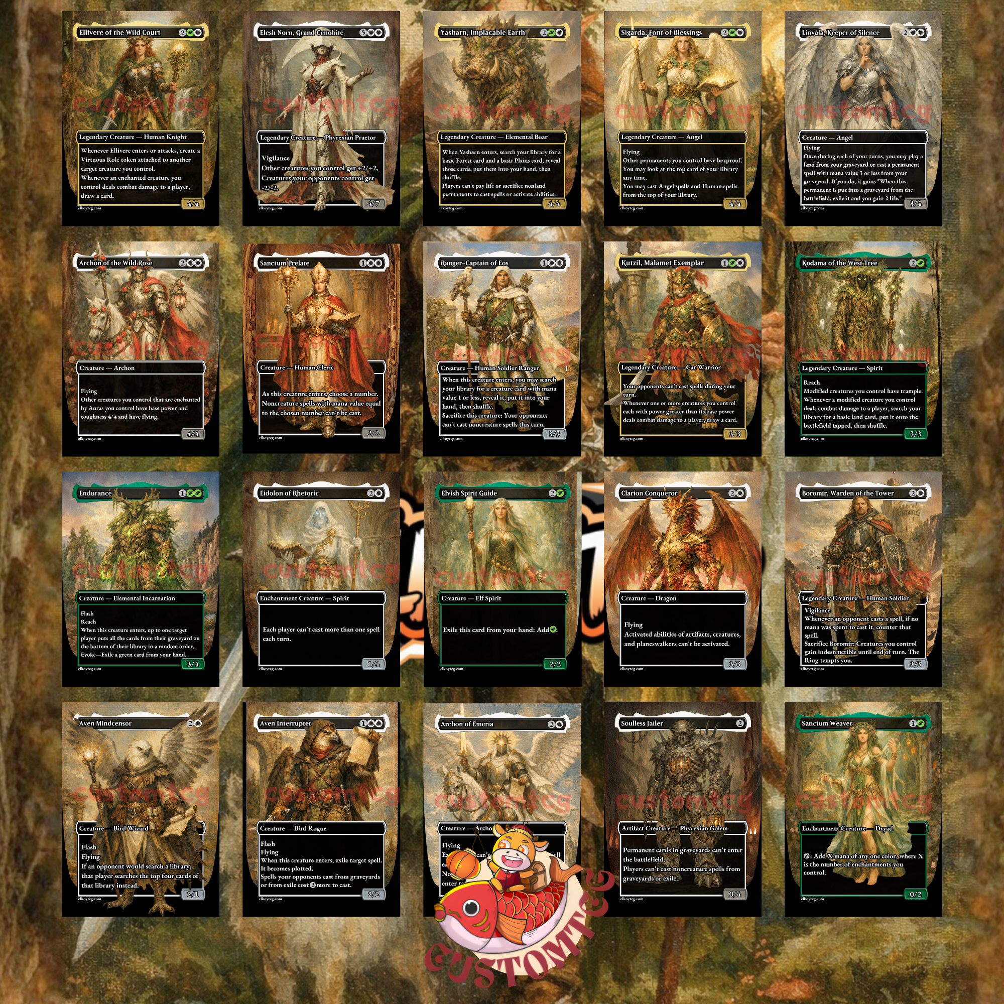 Ellivere of the Wild Court Custom Commander Deck — Enchantments and Role Tokens | Selesnya | Fantasy Art Proxy Deck