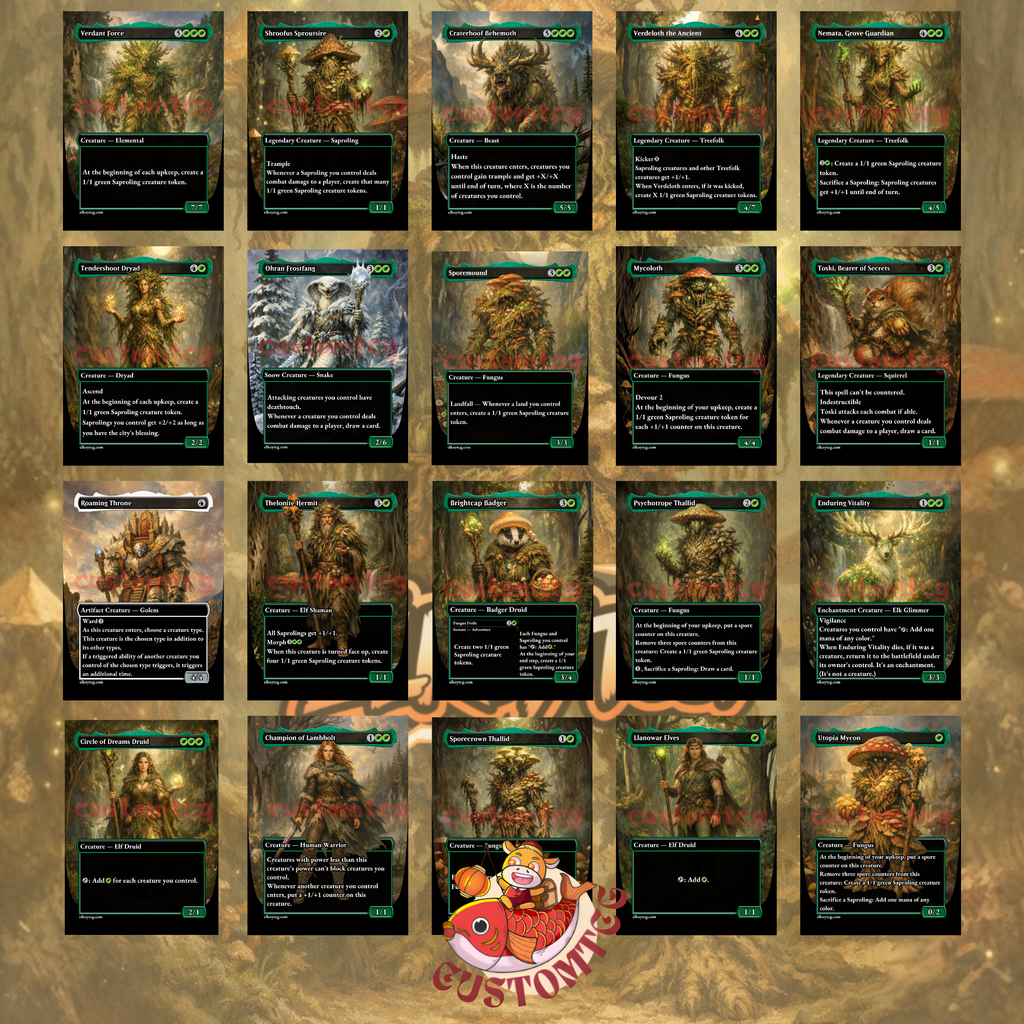 Shroofus Sproutsire Commander Deck – 100 Custom Cards + Tokens | Saproling Tribal | Token Swarm | Fantasy Art | Free Shipping