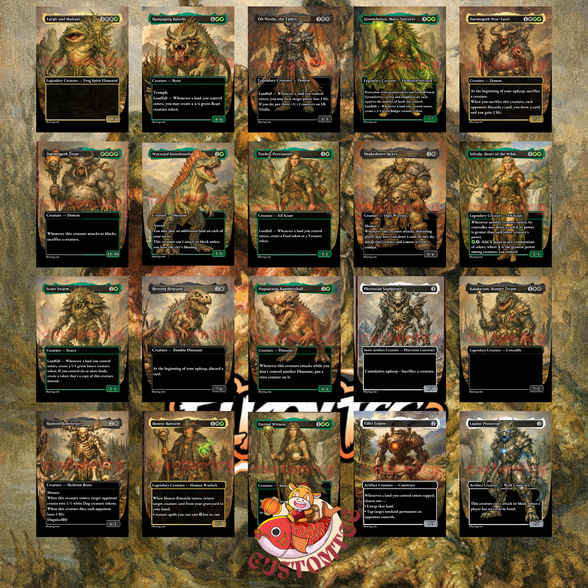 The Gitrog, Ravenous Ride Custom Commander Deck — Land Synergy and Massive Creatures | Golgari | Fantasy Art Proxy Deck