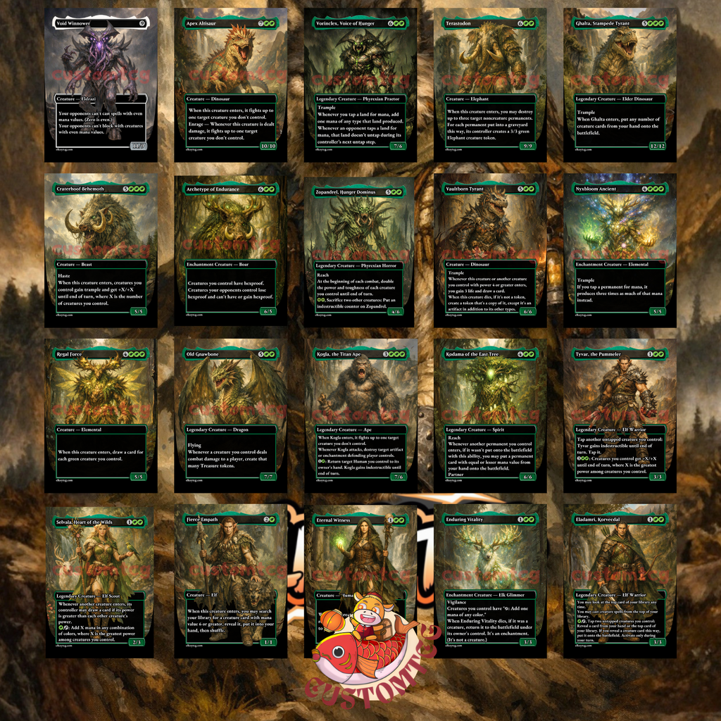 Kona Rescue Beastie Commander Deck | 100 Custom Cards + Tokens | Wild Fantasy Art | Mono Green Big Creatures