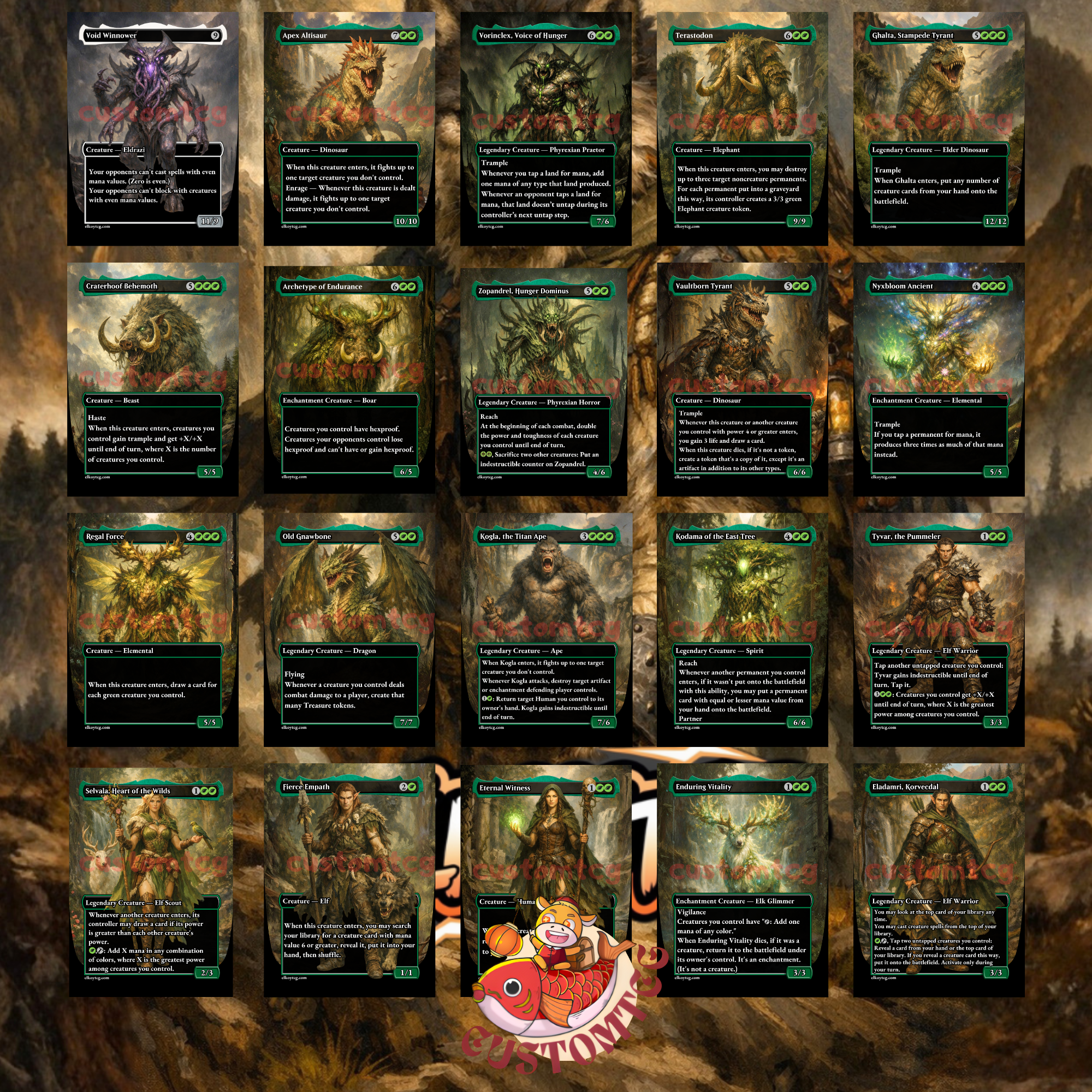 Kona Rescue Beastie Commander Deck | 100 Custom Cards + Tokens | Wild Fantasy Art | Mono Green Big Creatures