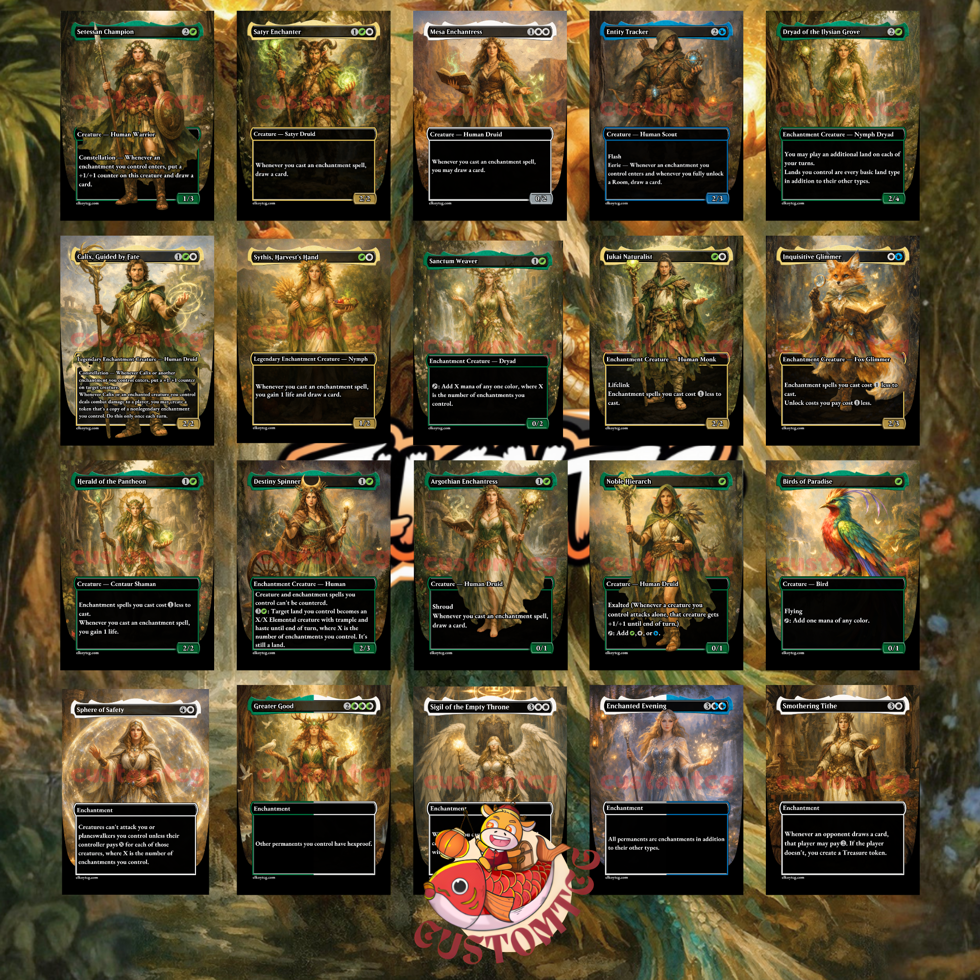 Tuvasa the Sunlit Commander Deck | 100 Custom Cards + Tokens | Fantasy Art | Enchantress Bant White Blue Green Deck