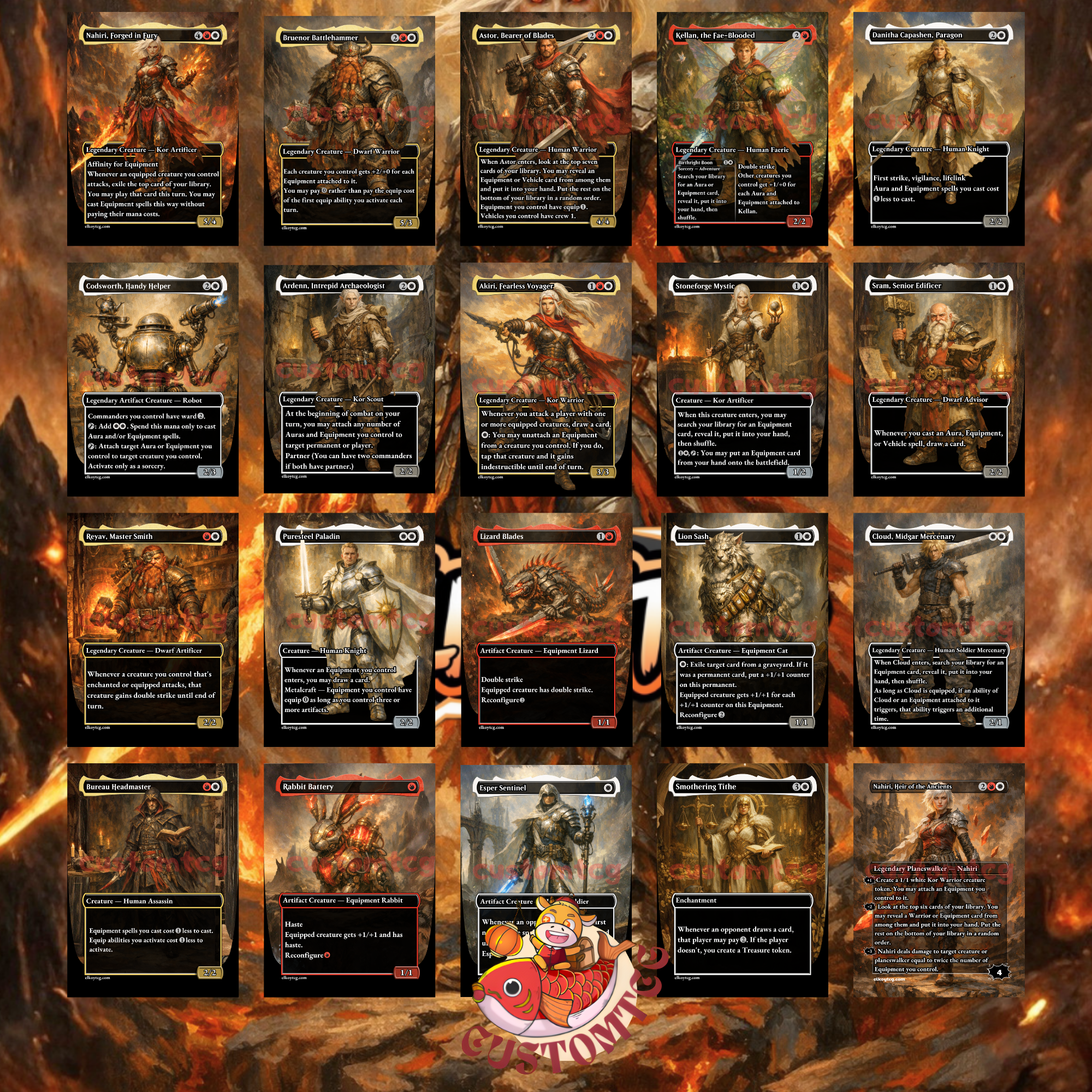 Nahiri Forged in Fury Custom Commander Deck – 100 Cards + Tokens | Equipment Voltron | Fantasy Art | Unique Card Designs