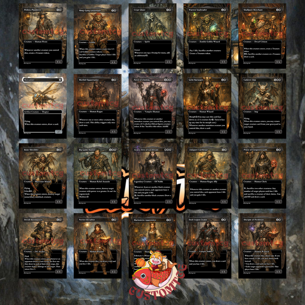Shirei Shizo's Caretaker Commander Deck | 100 Custom Cards + Tokens | Dark Fantasy Art | Sacrifice Aristocrats Mono Black Deck