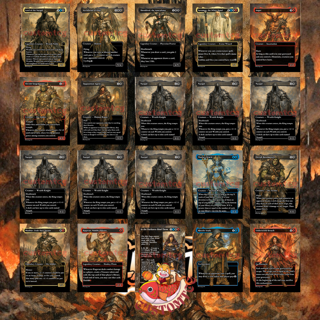Sauron, the Dark Lord Custom Commander Deck — Amass Orcs and Ring Temptation | Grixis | Fantasy Art Proxy Deck