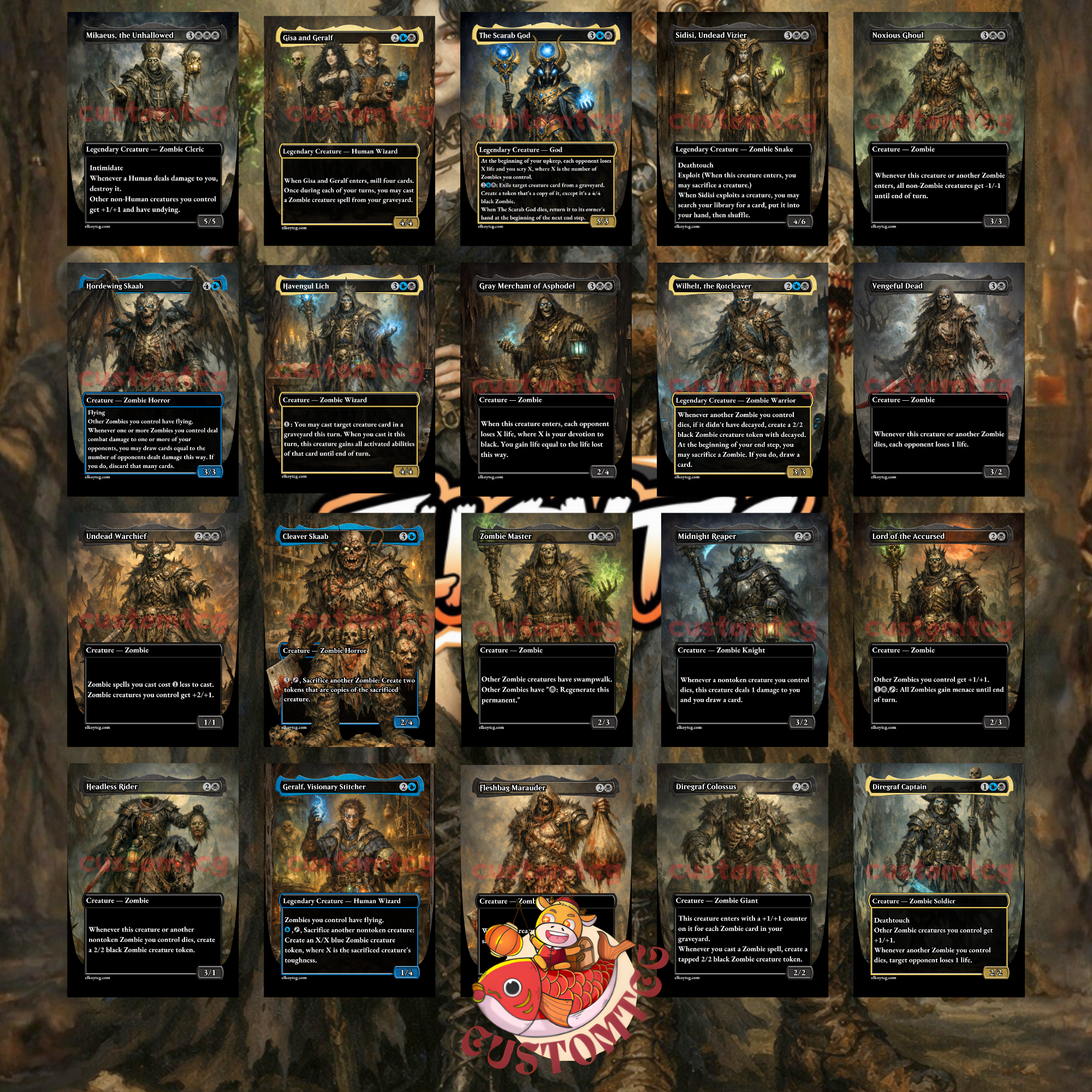Gisa and Geralf Commander Deck – 100 Custom Cards + Tokens | Zombie Tribal | Dark Fantasy Art | Free Shipping