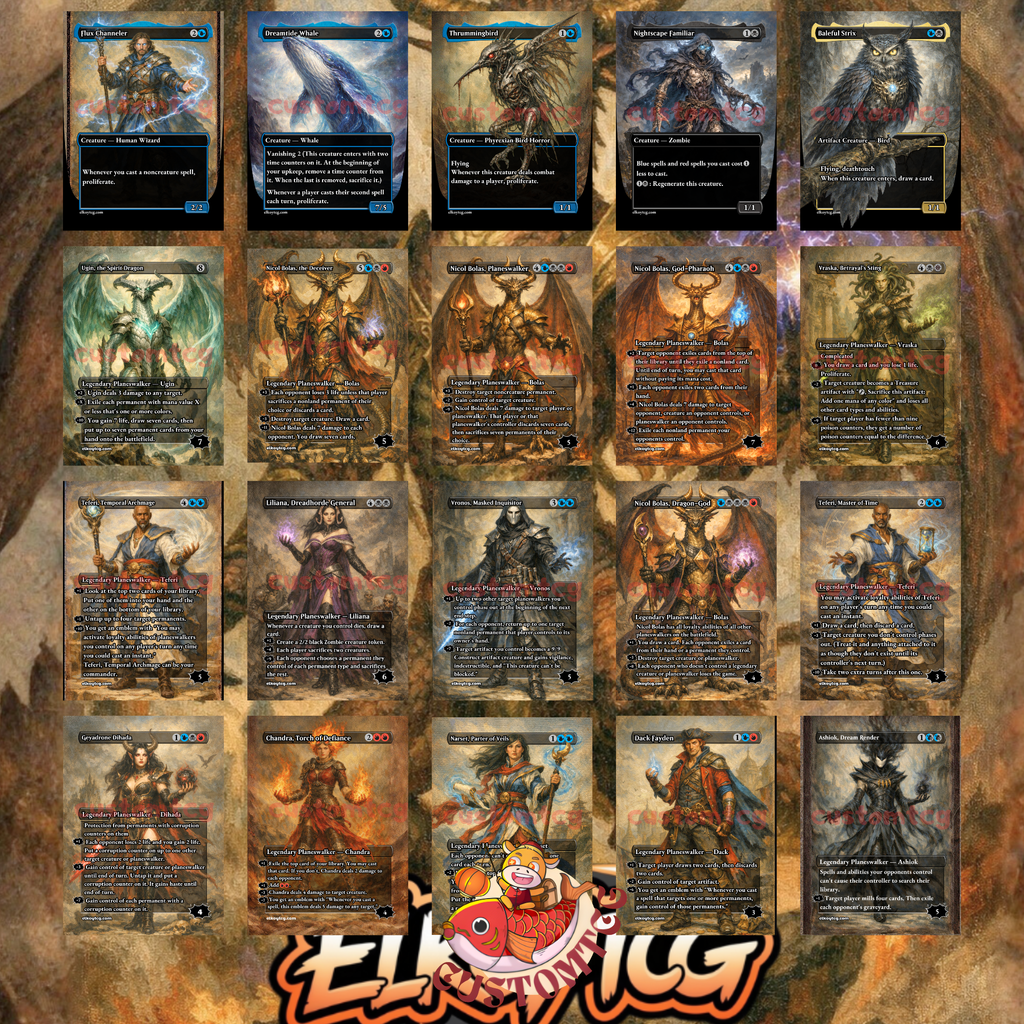 Nicol Bolas, the Ravager Custom Commander Deck — Dragon God | Grixis Control | Fantasy Art Proxy Deck