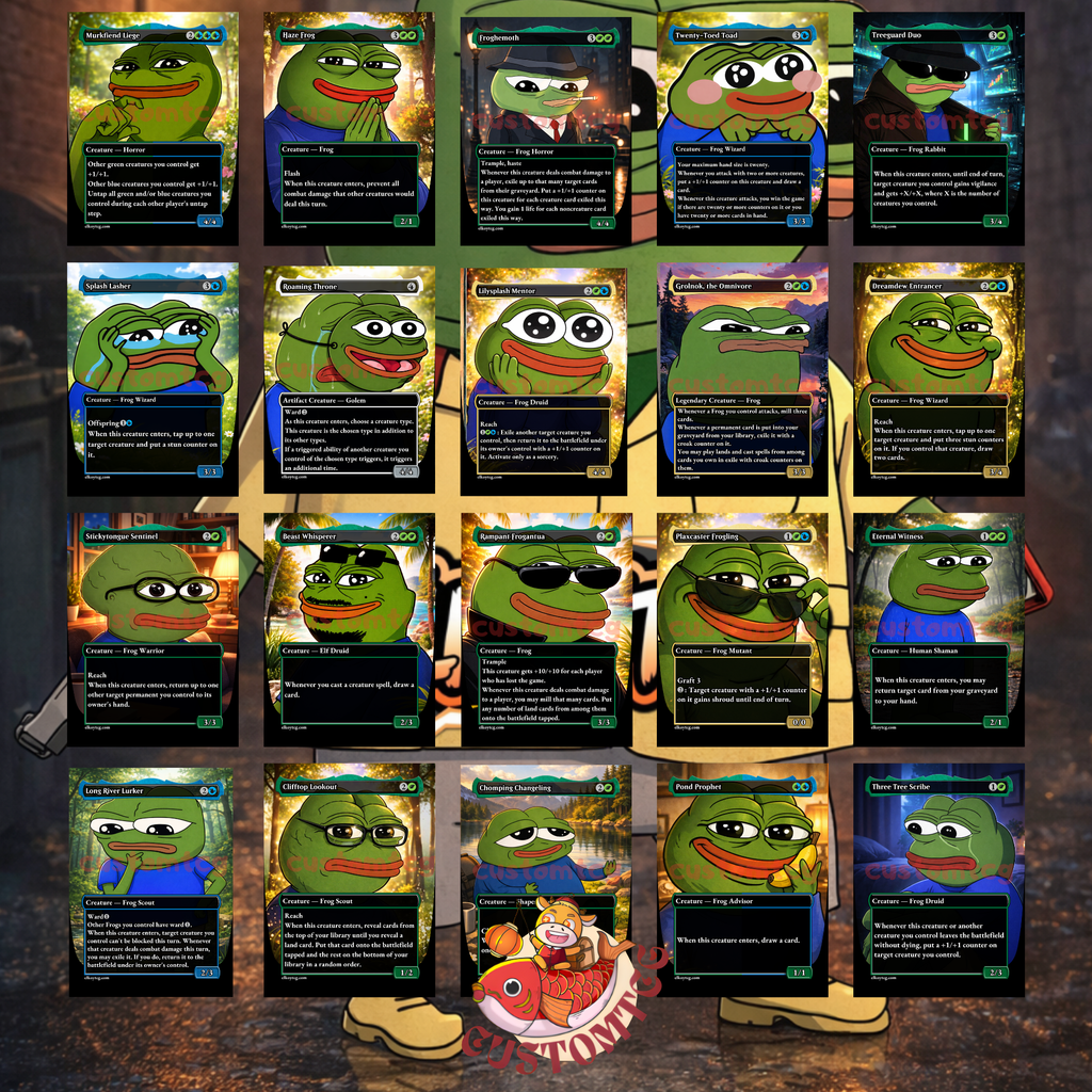 Pepe Custom Commander Deck — Frog Tribal and Meme Culture | Classic Edition | Fantasy Art Proxy Deck
