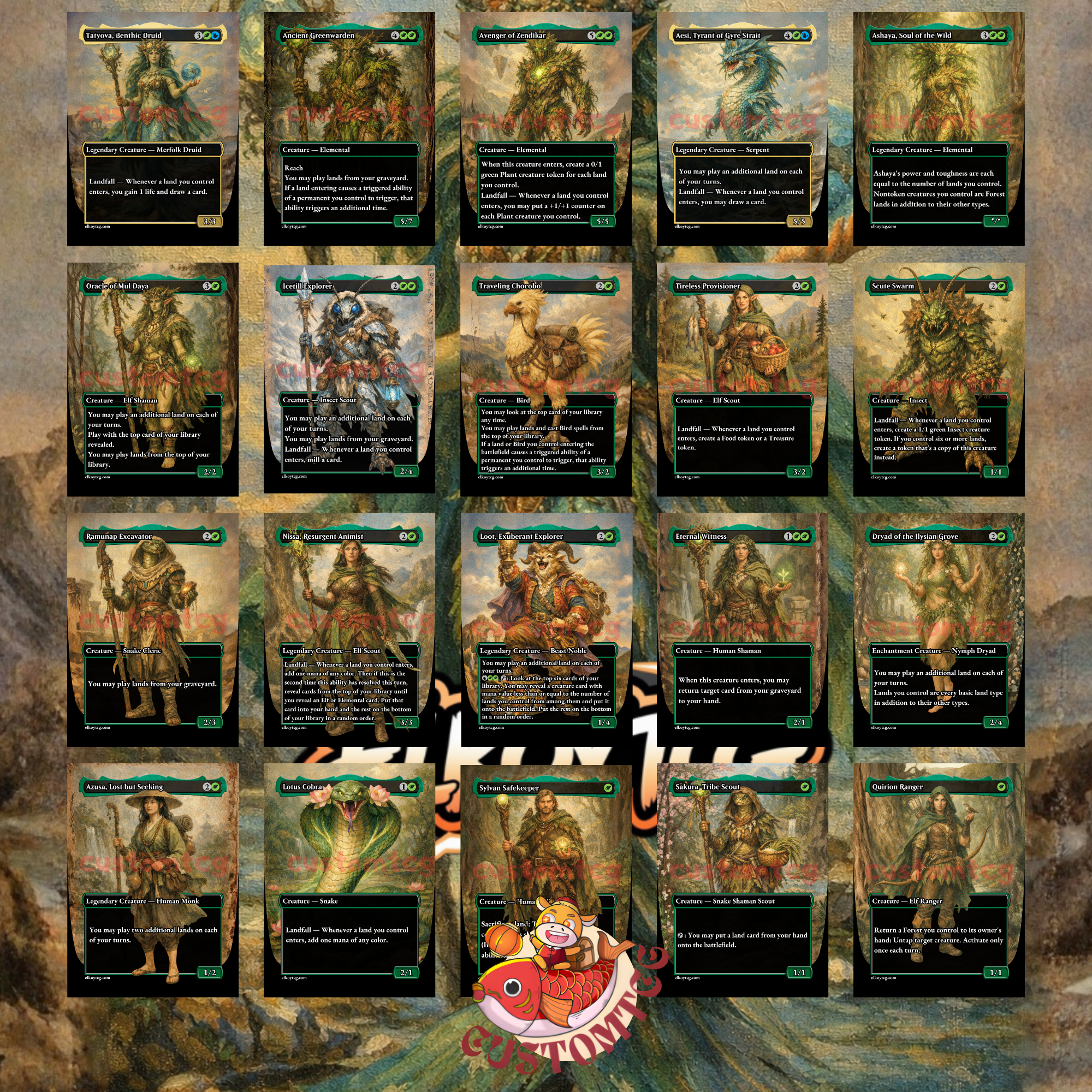 Tatyova, Benthic Druid Custom Commander Deck — Lands and Card Draw | Simic | Fantasy Art Proxy Deck