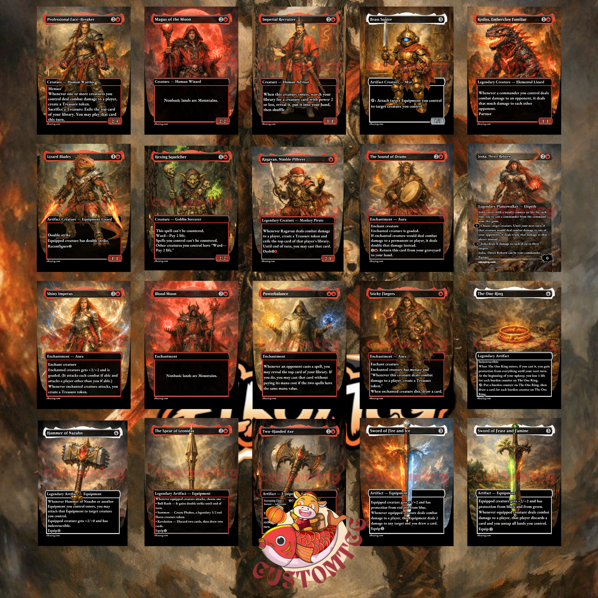 Alexios Deimos of Kosmos Commander Deck | 100 Custom Cards + Tokens | Fantasy Art | Red Voltron Equipment