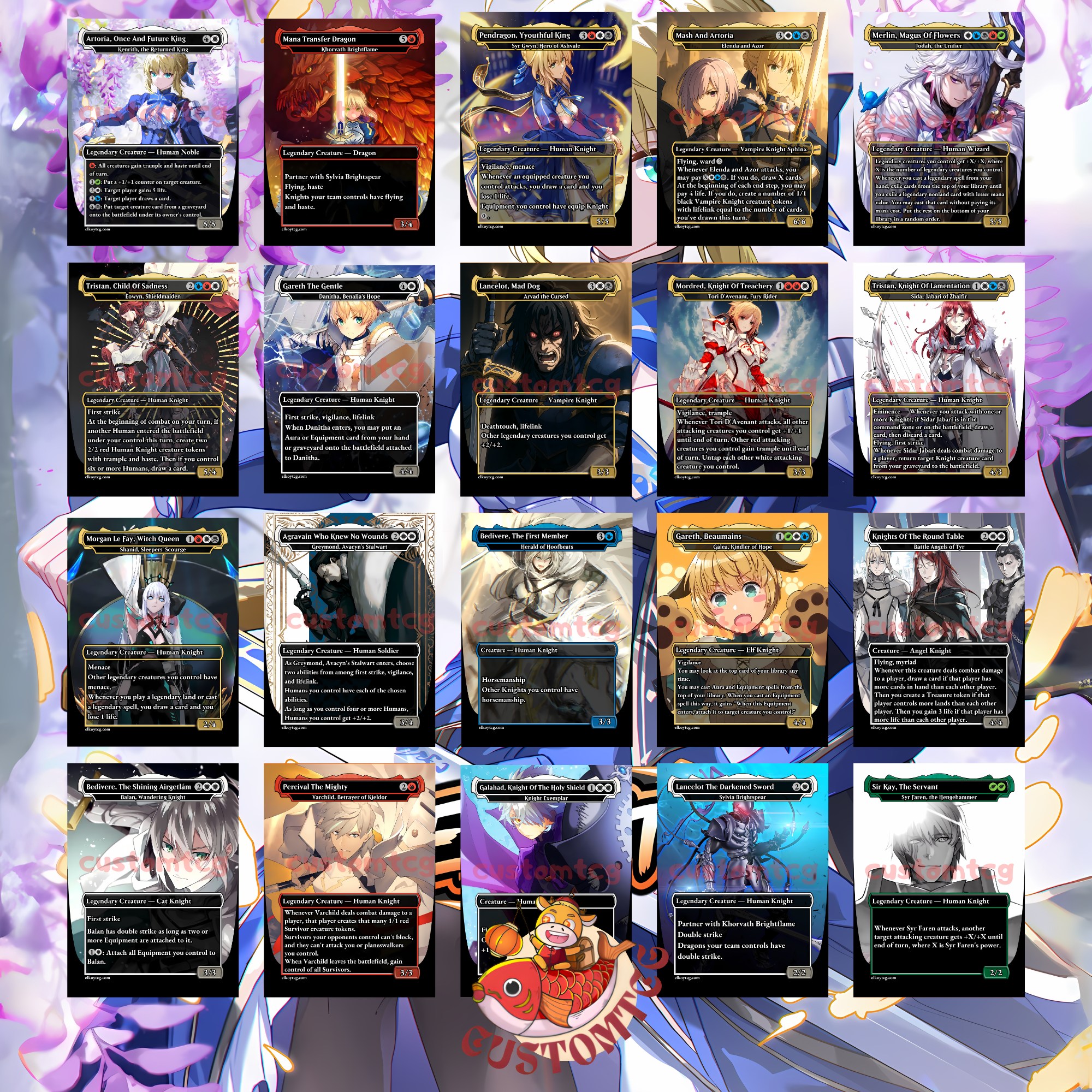 Fate Custom Commander Deck — Artoria Pendragon | Round Table Knights | Anime Proxy Deck