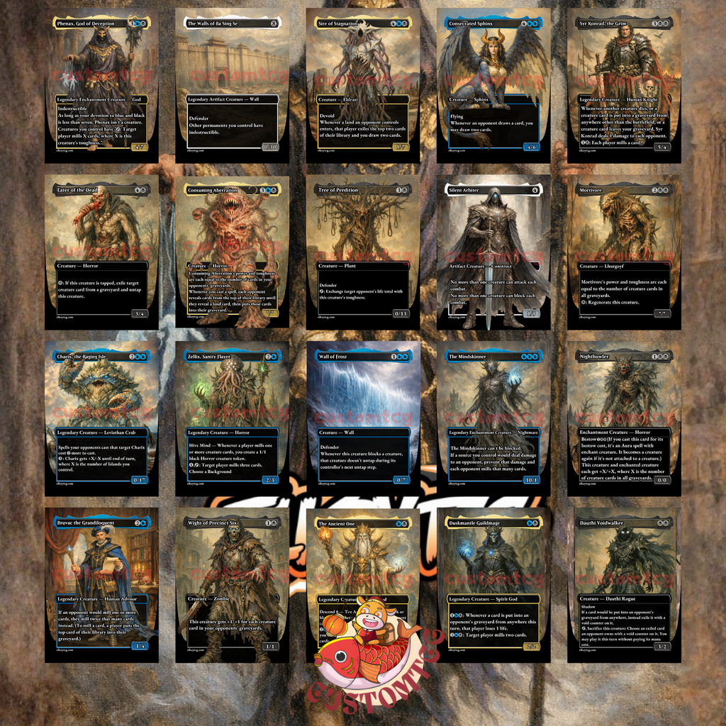 Phenax, God of Deception Custom Commander Deck — Mill and Control | Dimir | Fantasy Art Proxy Deck