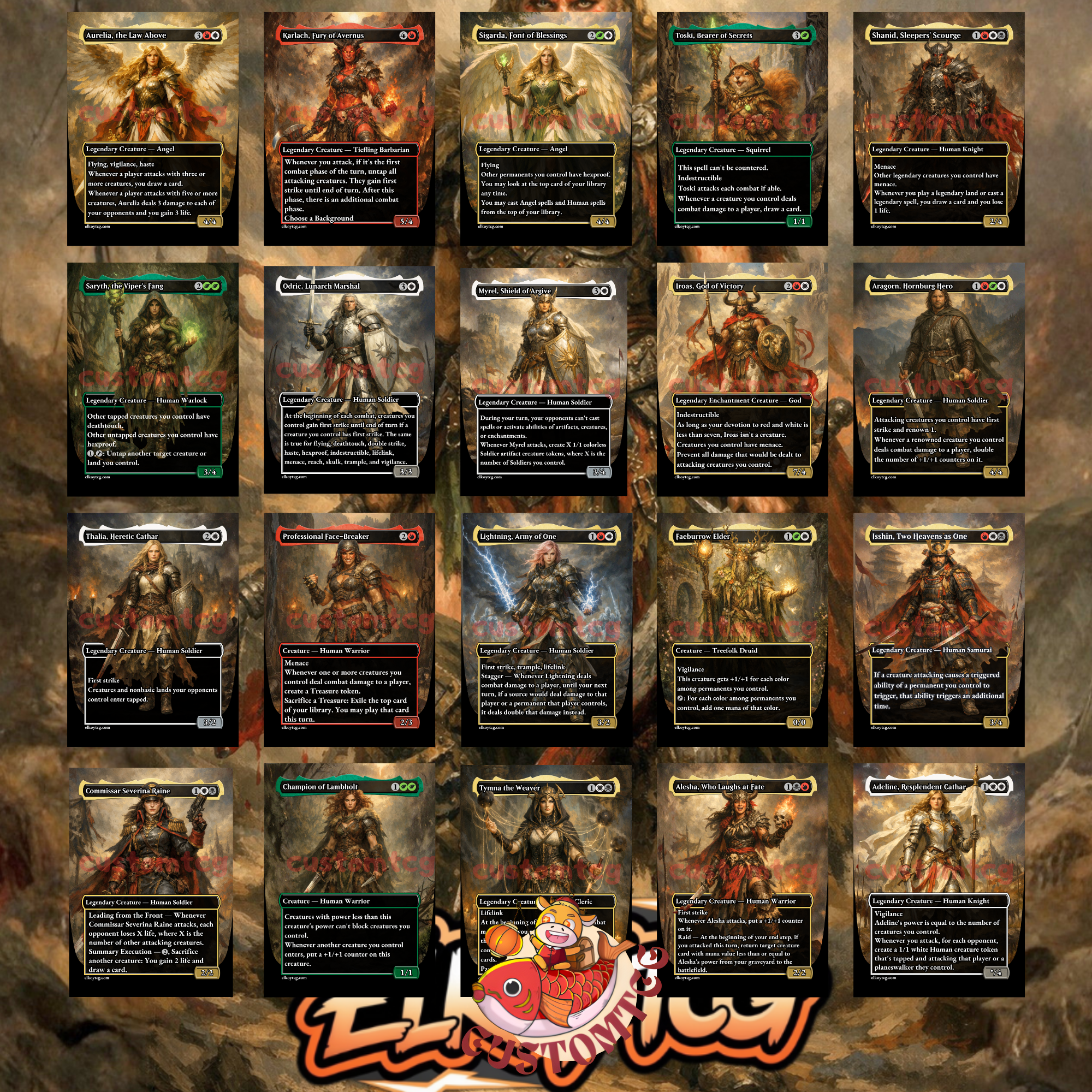 Saskia the Unyielding Custom Commander Deck – 100 Cards + Tokens | 4-Color Warriors | Fantasy Art | Unique Card Designs