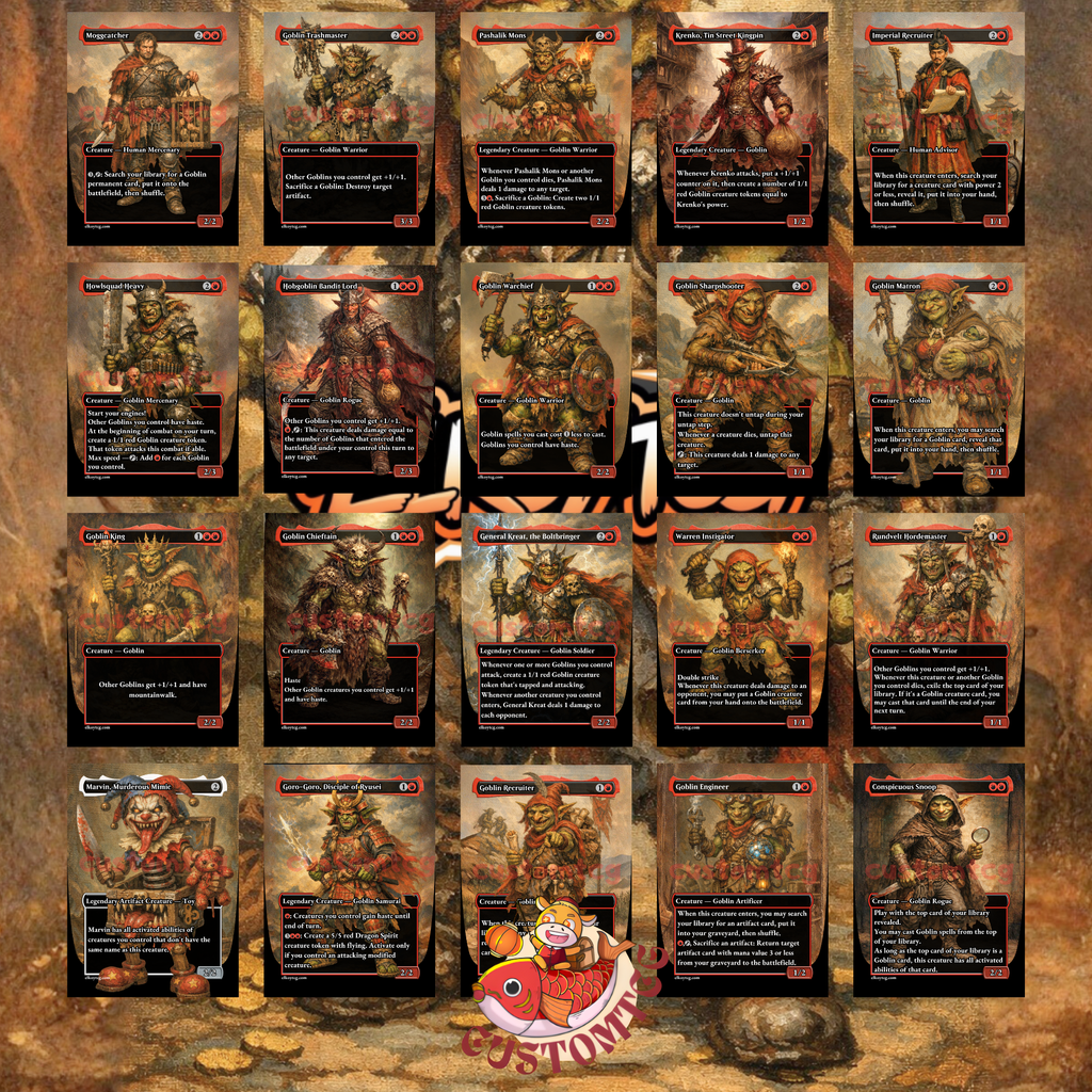 Krenko, Mob Boss V2 Custom Commander Deck — Goblin Tribal | Mono Red | Fantasy Art Proxy Deck