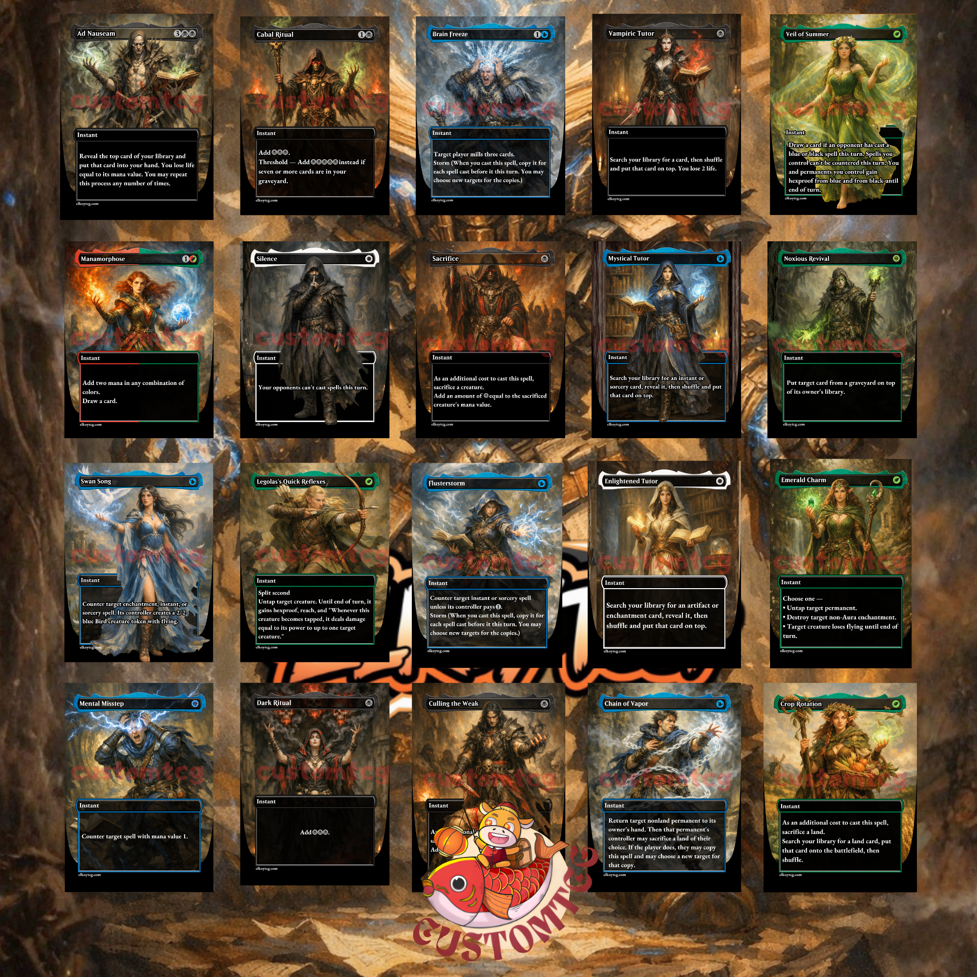 Codie Vociferous Codex Commander Deck | 100 Custom Cards + Tokens | Arcane Fantasy Art | 5-Color Storm Combo cEDH