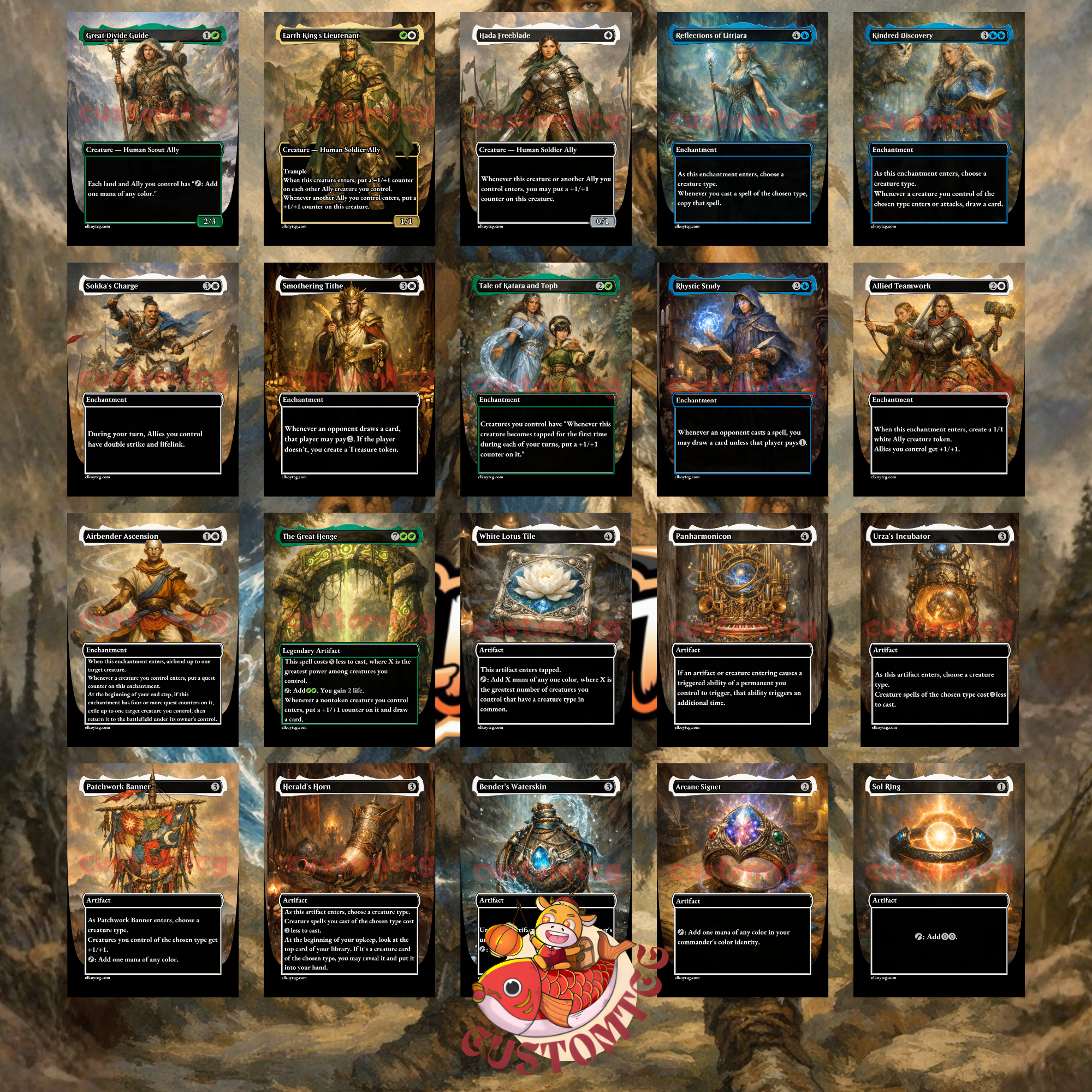 Katara the Fearless Custom Commander Deck – 100 Cards + Tokens | Avatar Allies Tribal | Fantasy Art | Unique Card Designs