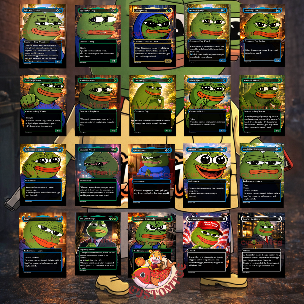 Pepe Custom Commander Deck — Frog Tribal and Meme Culture | Classic Edition | Fantasy Art Proxy Deck