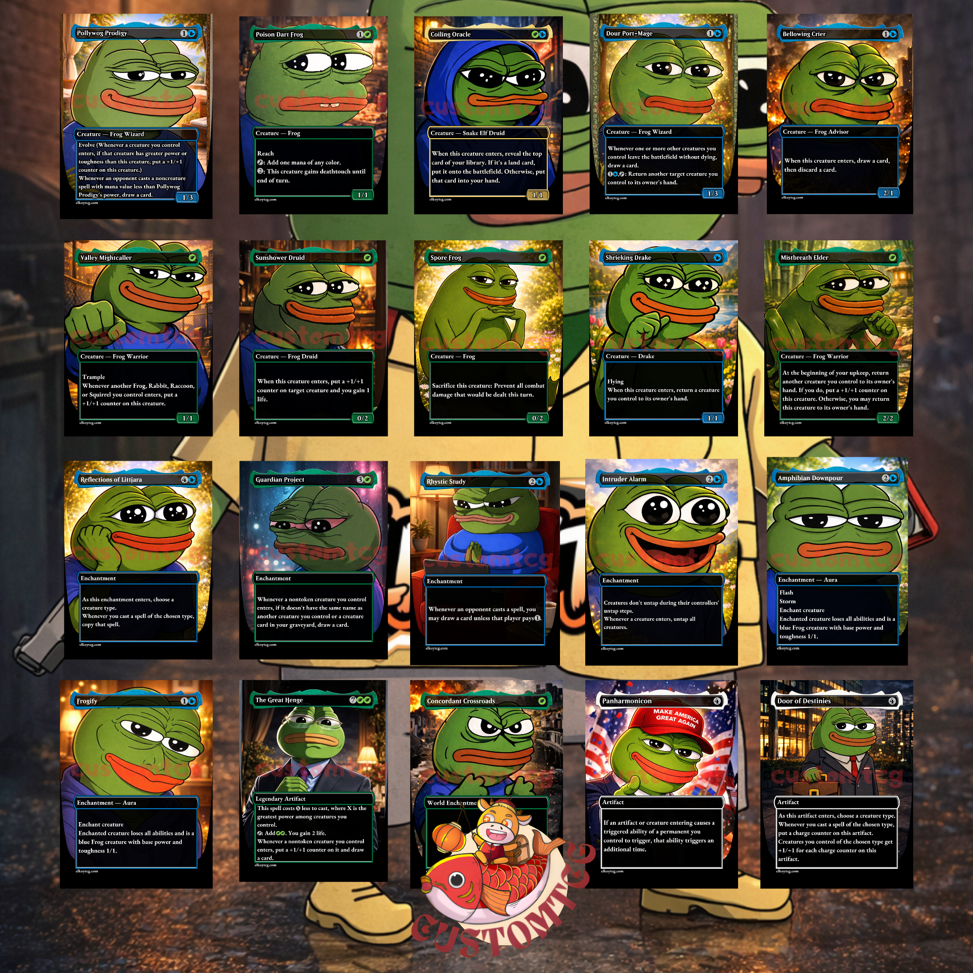 Pepe Custom Commander Deck — Frog Tribal and Meme Culture | Classic Edition | Fantasy Art Proxy Deck