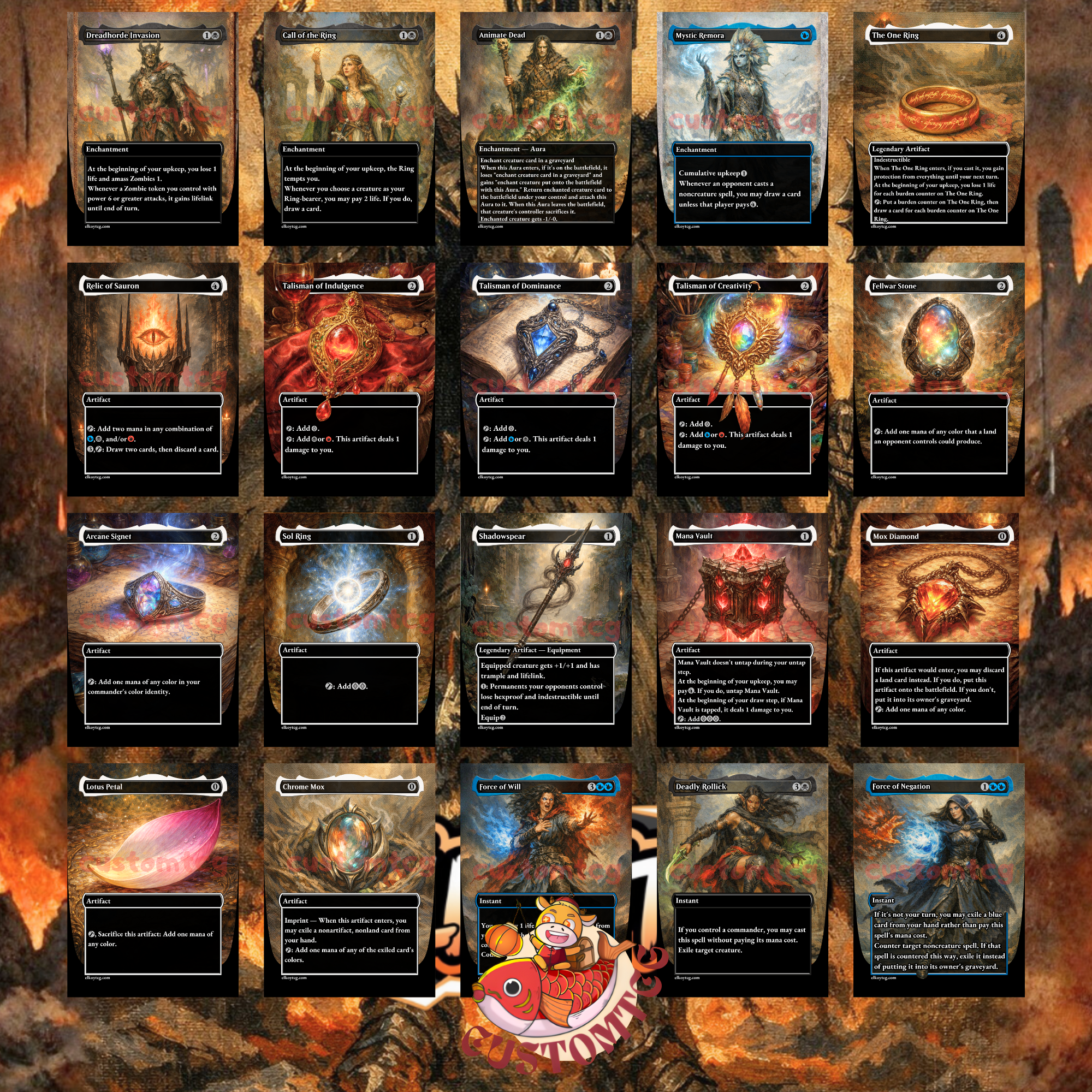 Sauron, the Dark Lord Custom Commander Deck — Amass Orcs and Ring Temptation | Grixis | Fantasy Art Proxy Deck
