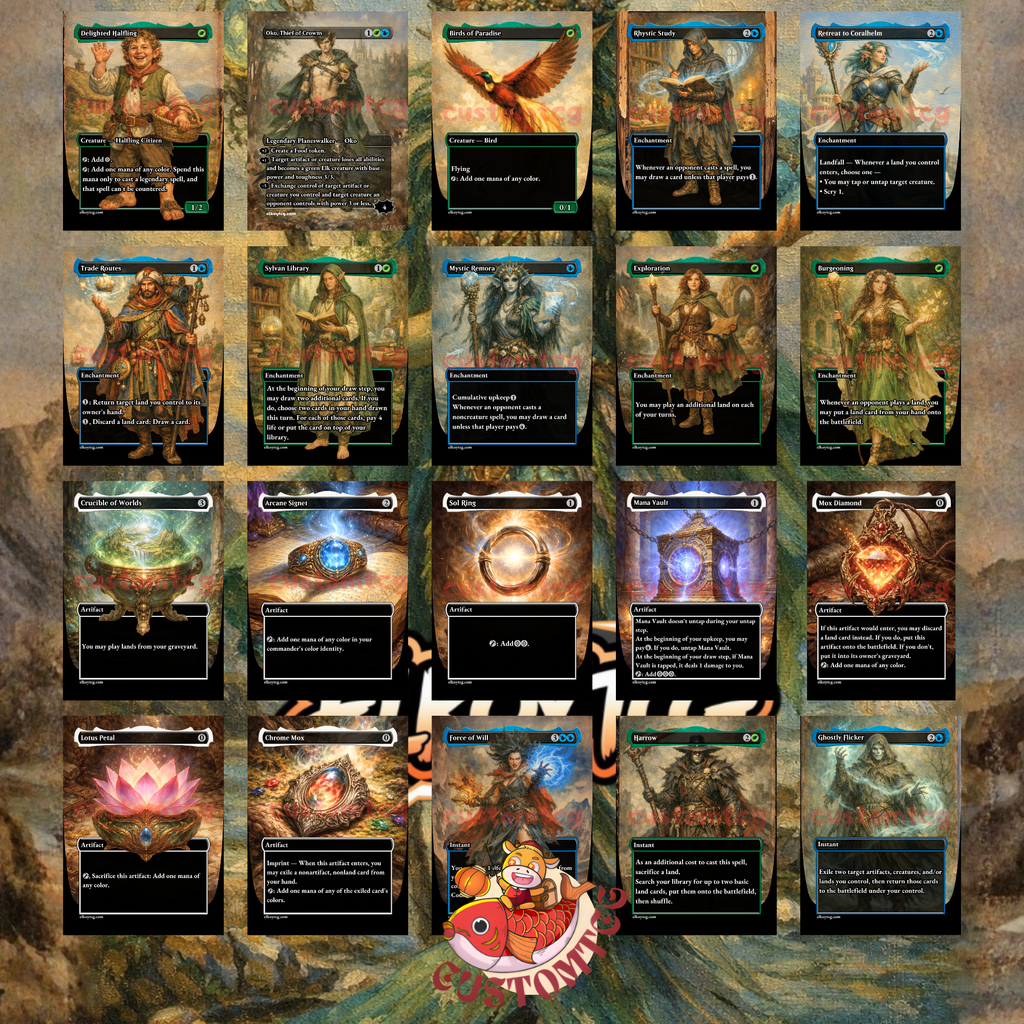 Tatyova, Benthic Druid Custom Commander Deck — Lands and Card Draw | Simic | Fantasy Art Proxy Deck