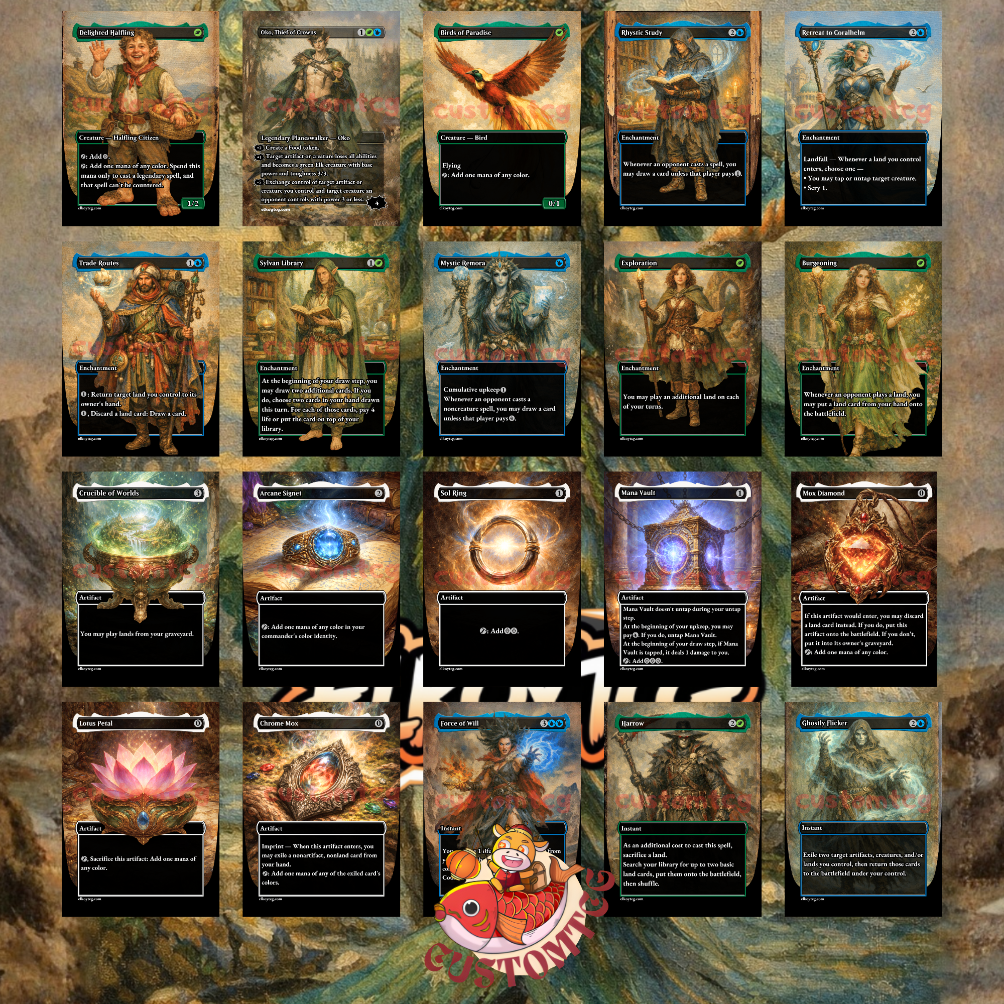 Tatyova, Benthic Druid Custom Commander Deck — Lands and Card Draw | Simic | Fantasy Art Proxy Deck