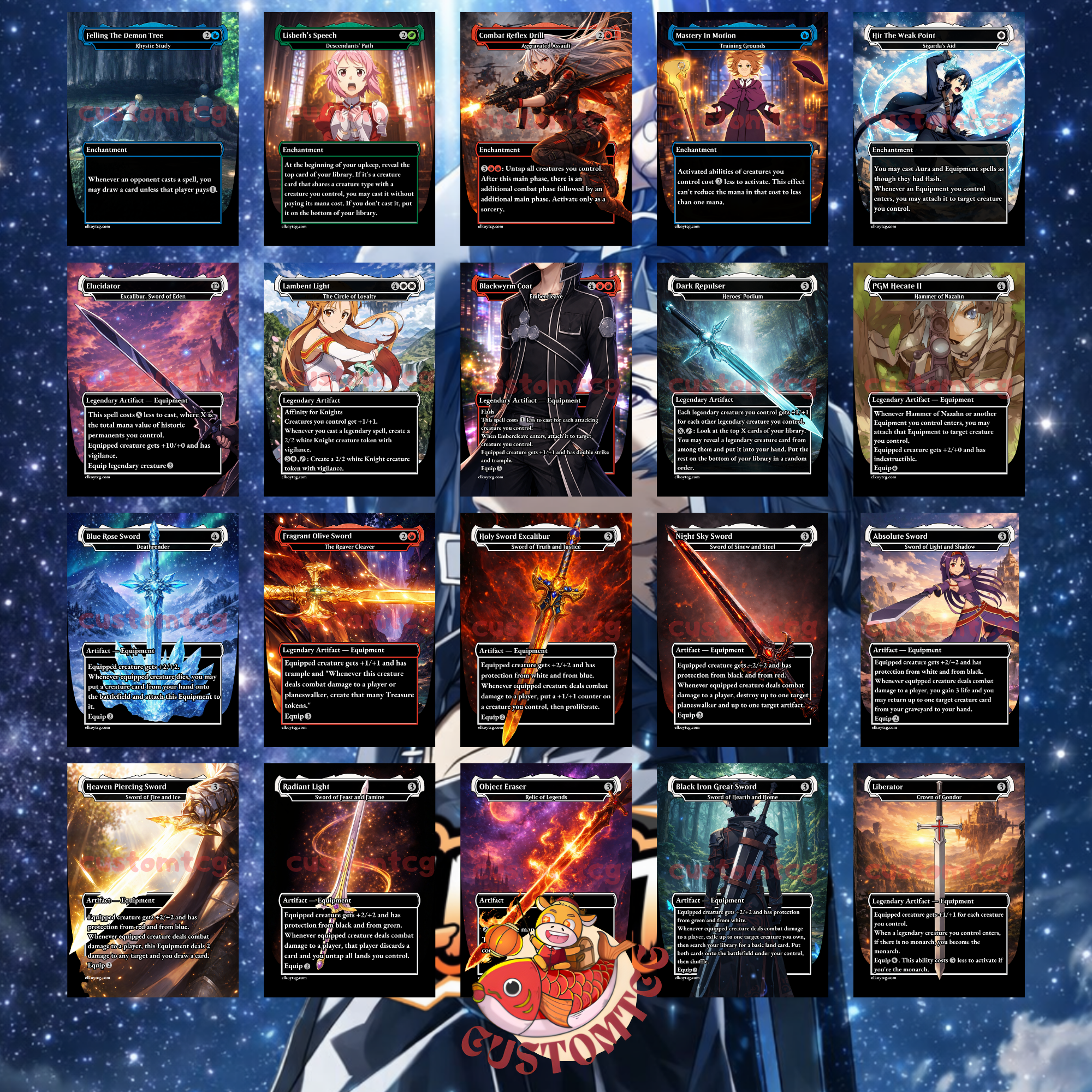 Sword Art Online Custom Commander Deck — Kirito & Asuna | Knights of the Blood | Anime Proxy Deck