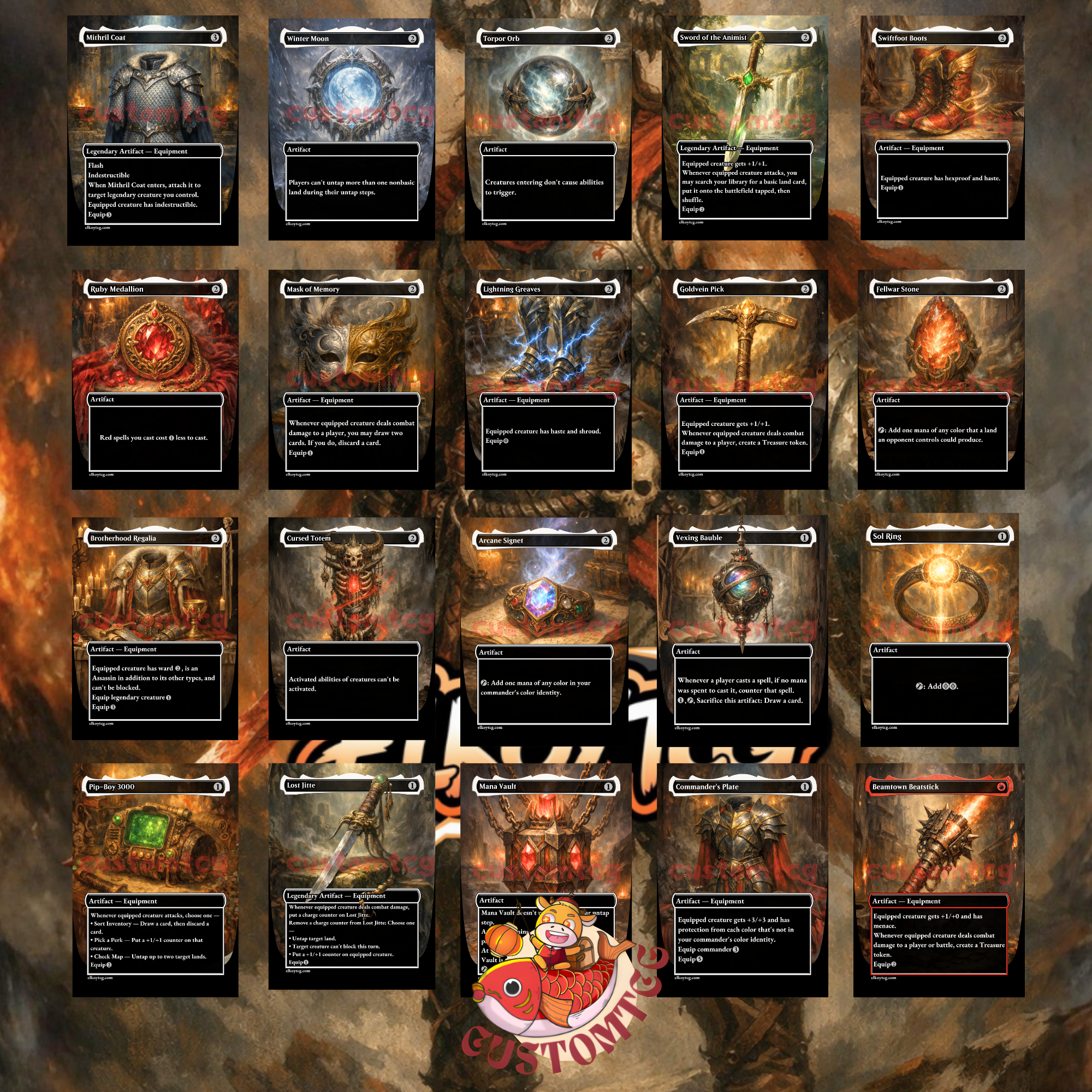 Alexios Deimos of Kosmos Commander Deck | 100 Custom Cards + Tokens | Fantasy Art | Red Voltron Equipment