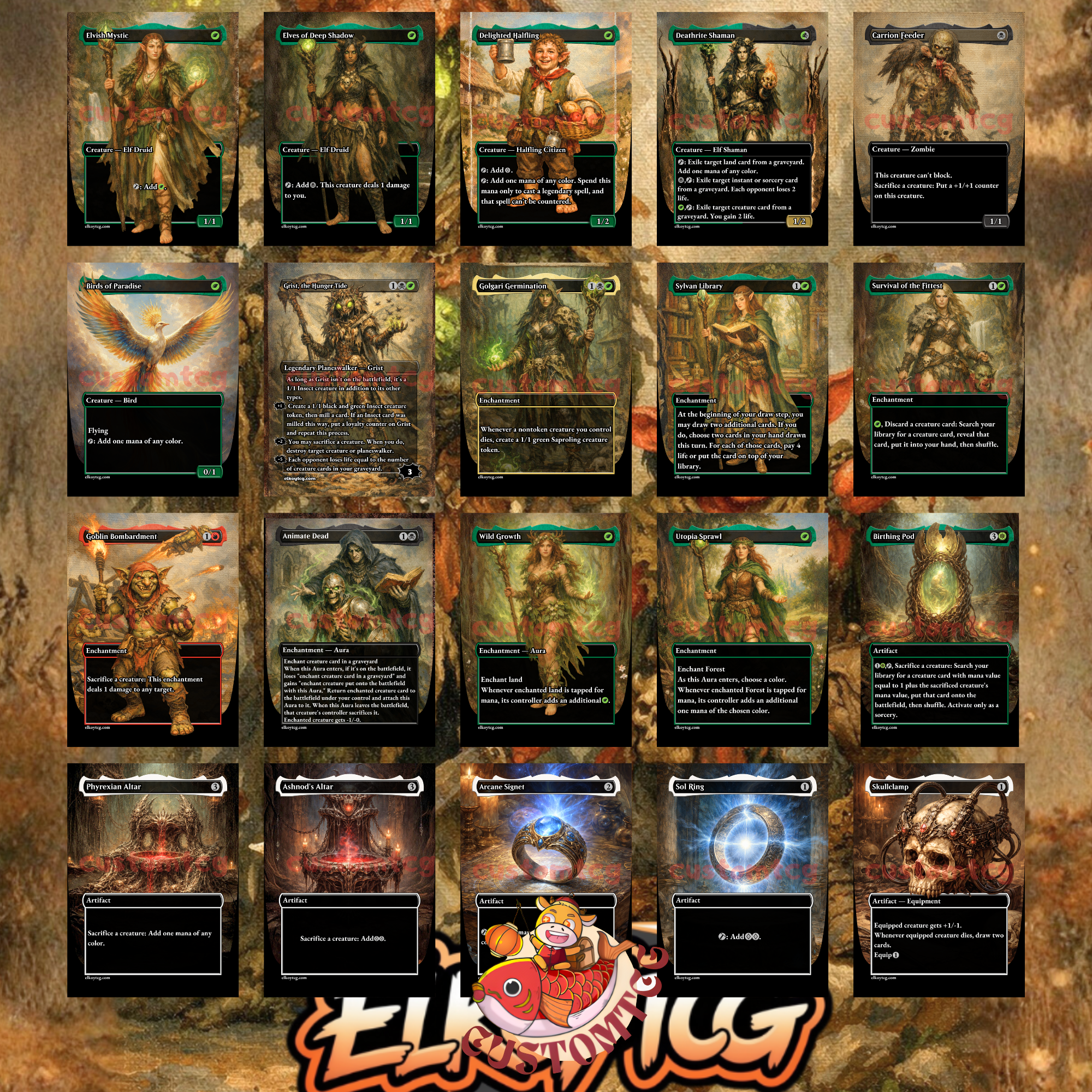 Slimefoot and Squee Custom Commander Deck — Saproling Sacrifice and Reanimation | Jund | Fantasy Art Proxy Deck