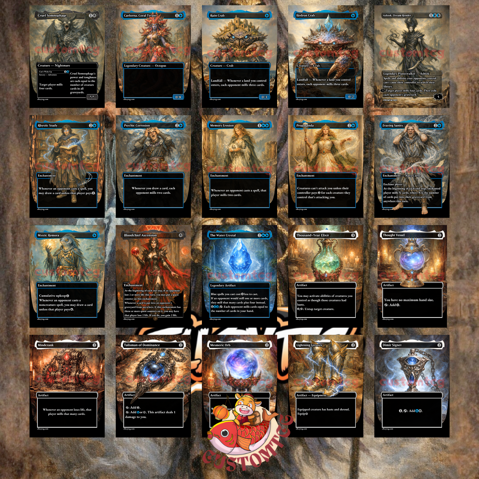 Phenax, God of Deception Custom Commander Deck — Mill and Control | Dimir | Fantasy Art Proxy Deck