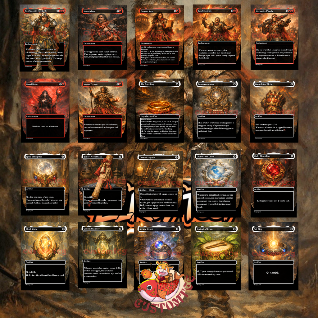 Norin the Wary Custom Commander Deck – 100 Cards + Tokens | Mono Red Chaos | Dark Fantasy Art | Unique Card Designs