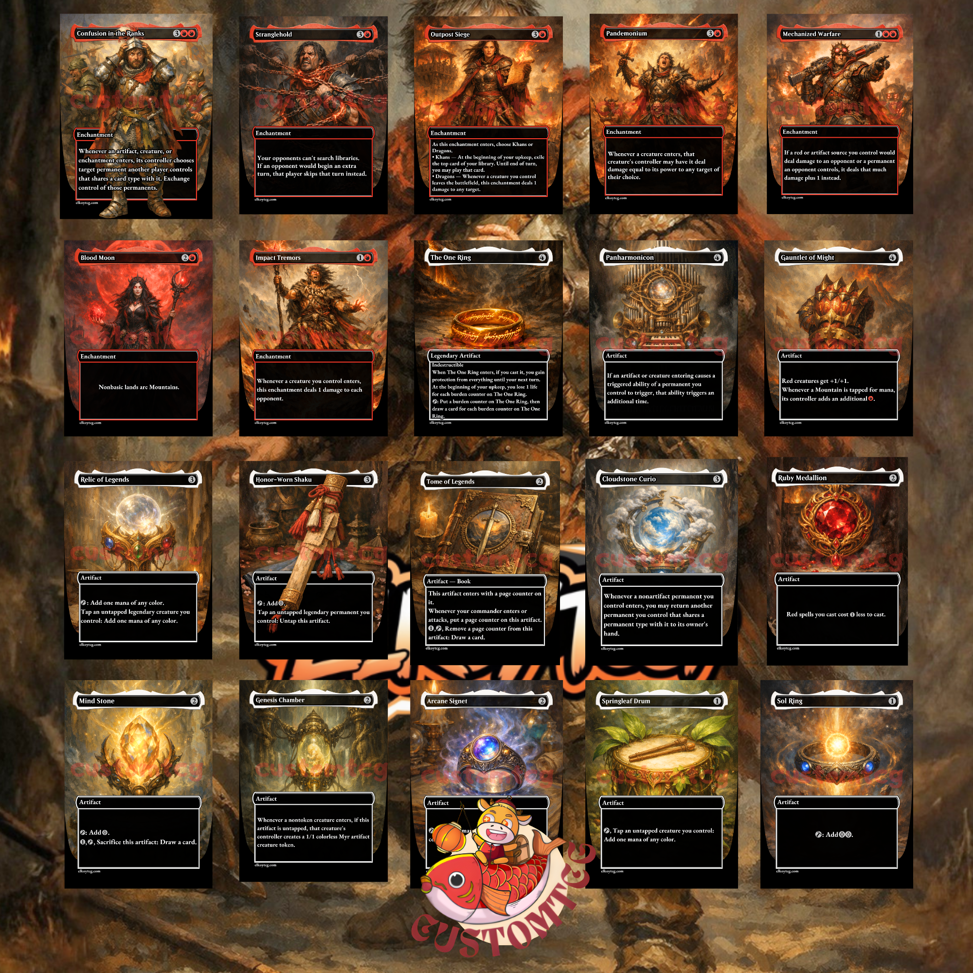 Norin the Wary Custom Commander Deck – 100 Cards + Tokens | Mono Red Chaos | Dark Fantasy Art | Unique Card Designs