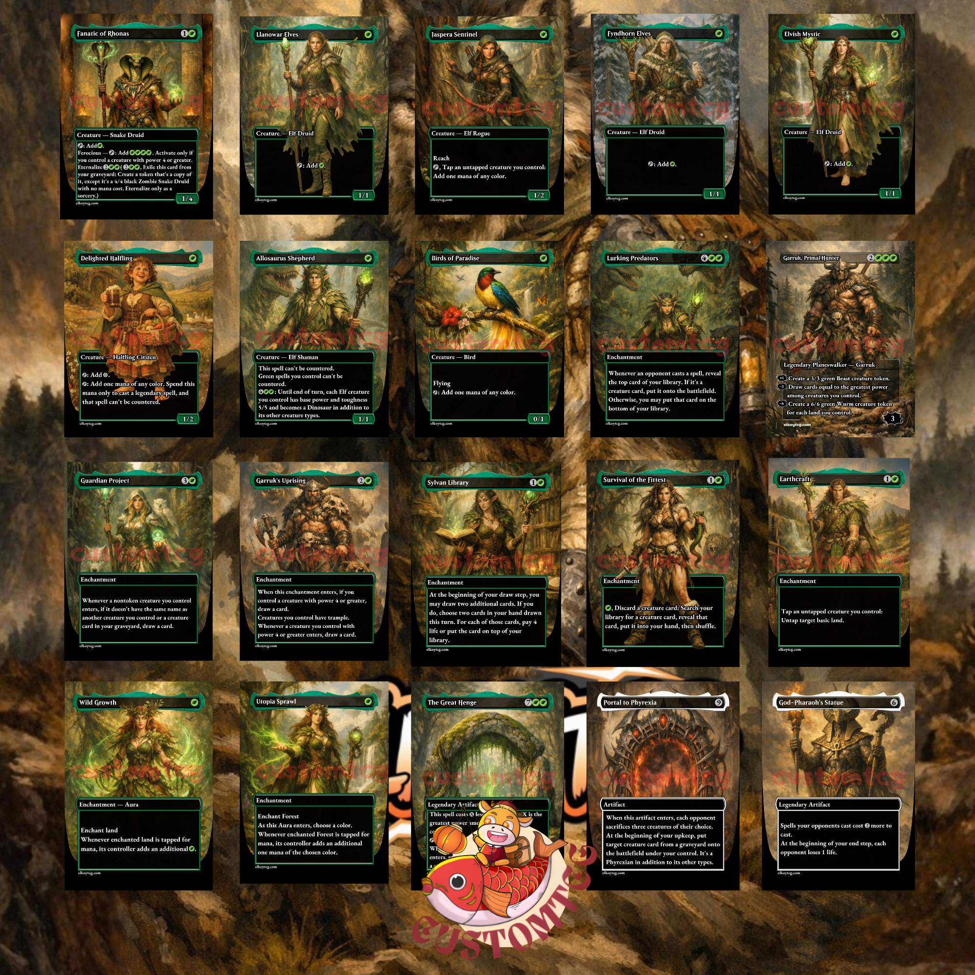 Kona Rescue Beastie Commander Deck | 100 Custom Cards + Tokens | Wild Fantasy Art | Mono Green Big Creatures