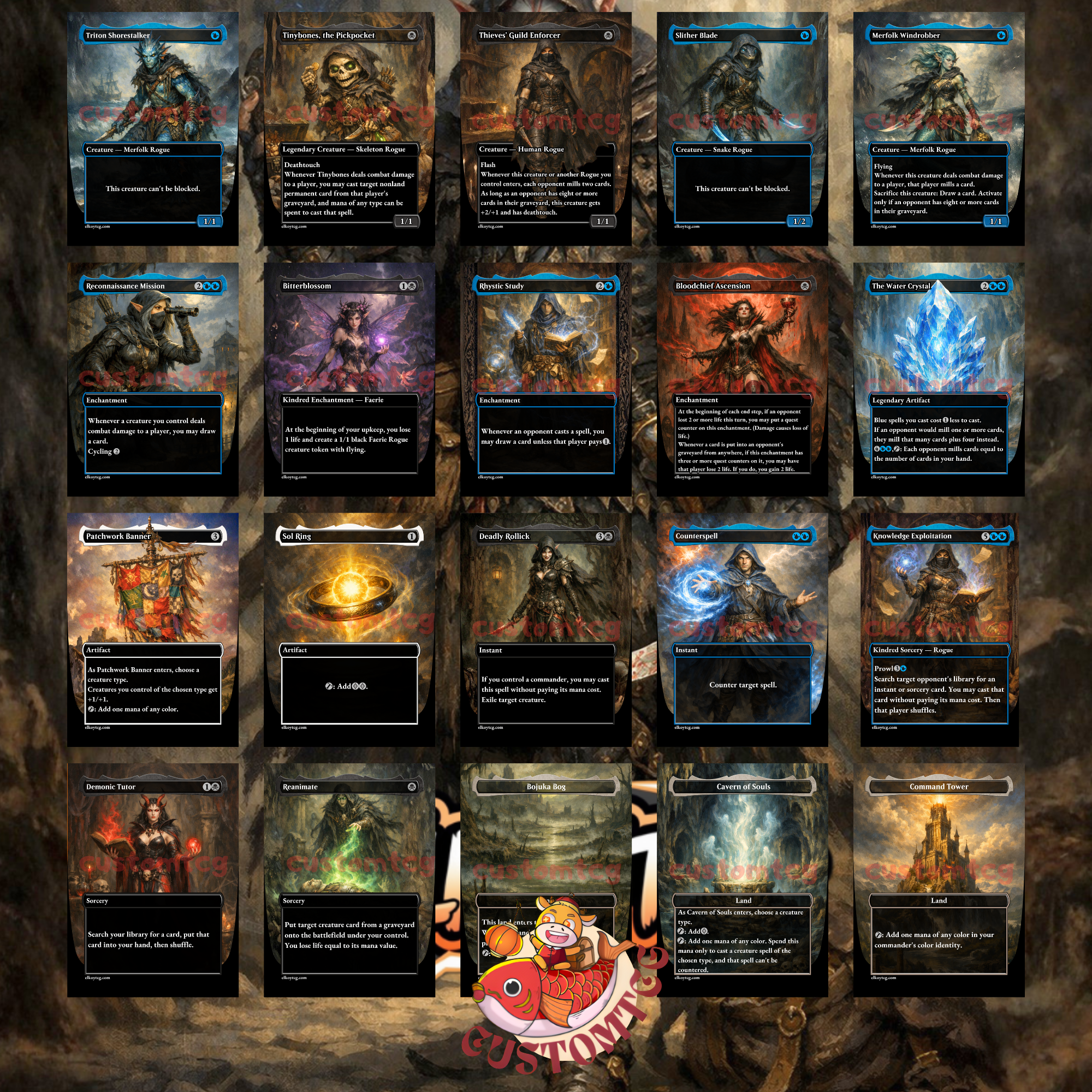 Anowon, the Ruin Thief Commander Deck – 100 Custom Cards + Tokens | Rogue Tribal | Mill & Draw | Fantasy Art | Free Shipping