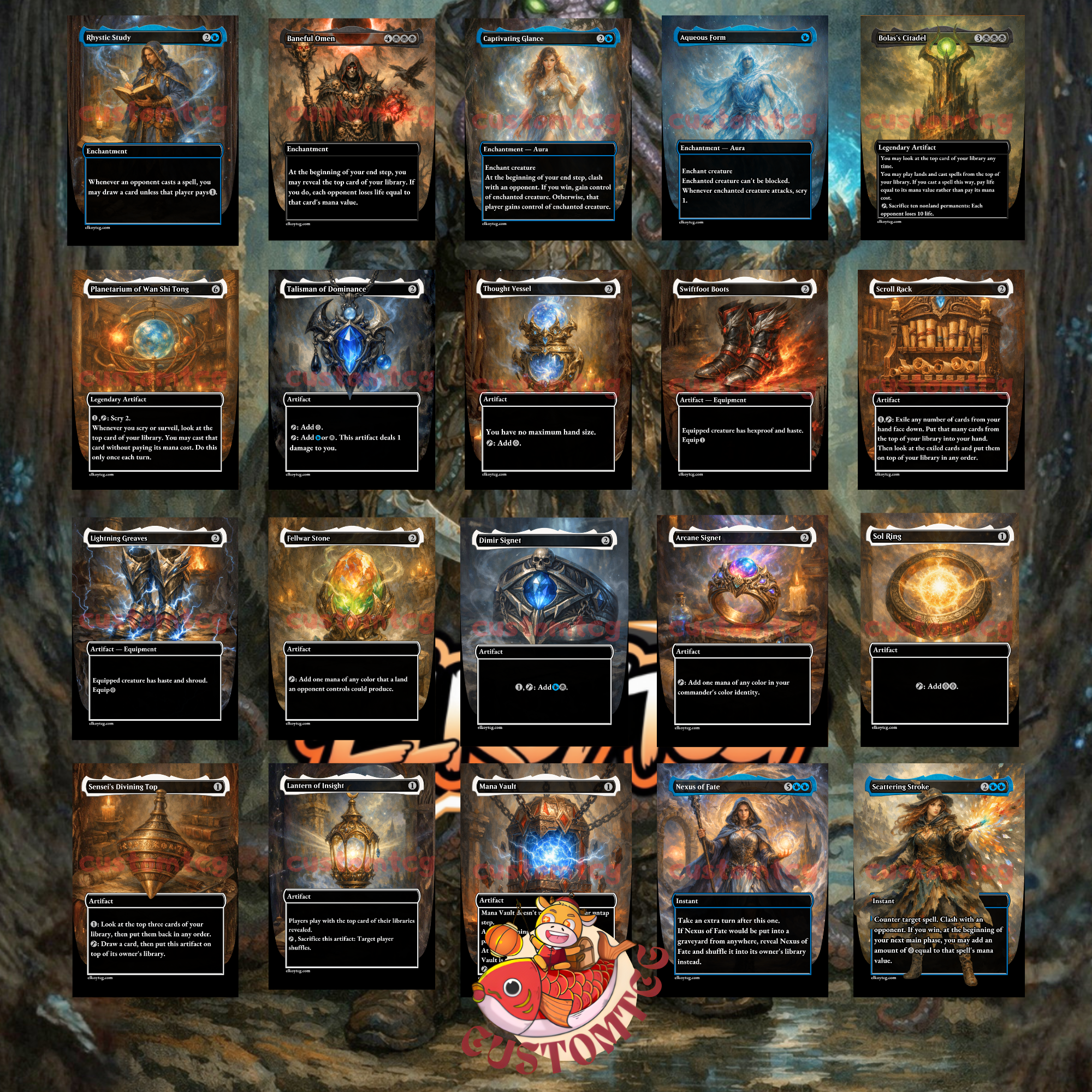 Marvo, Deep Operative Commander Deck – 100 Custom Cards + Tokens | Clash & Copy | Extra Turns | Eldritch Fantasy Art | Free Shipping