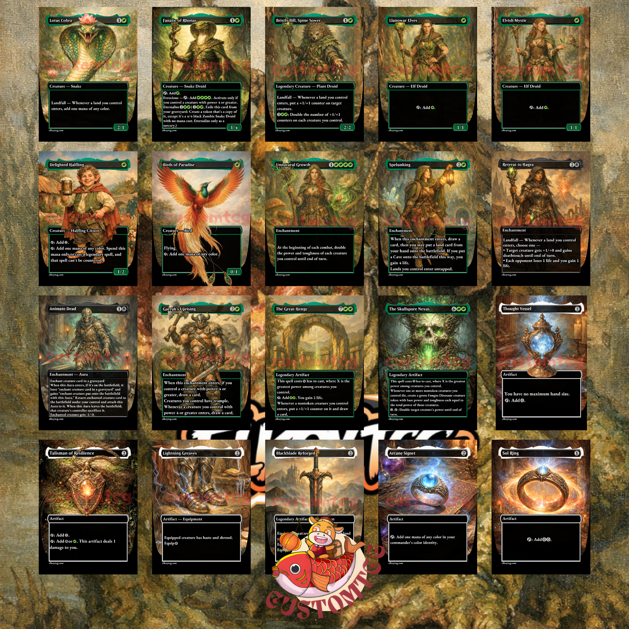 The Gitrog, Ravenous Ride Custom Commander Deck — Land Synergy and Massive Creatures | Golgari | Fantasy Art Proxy Deck