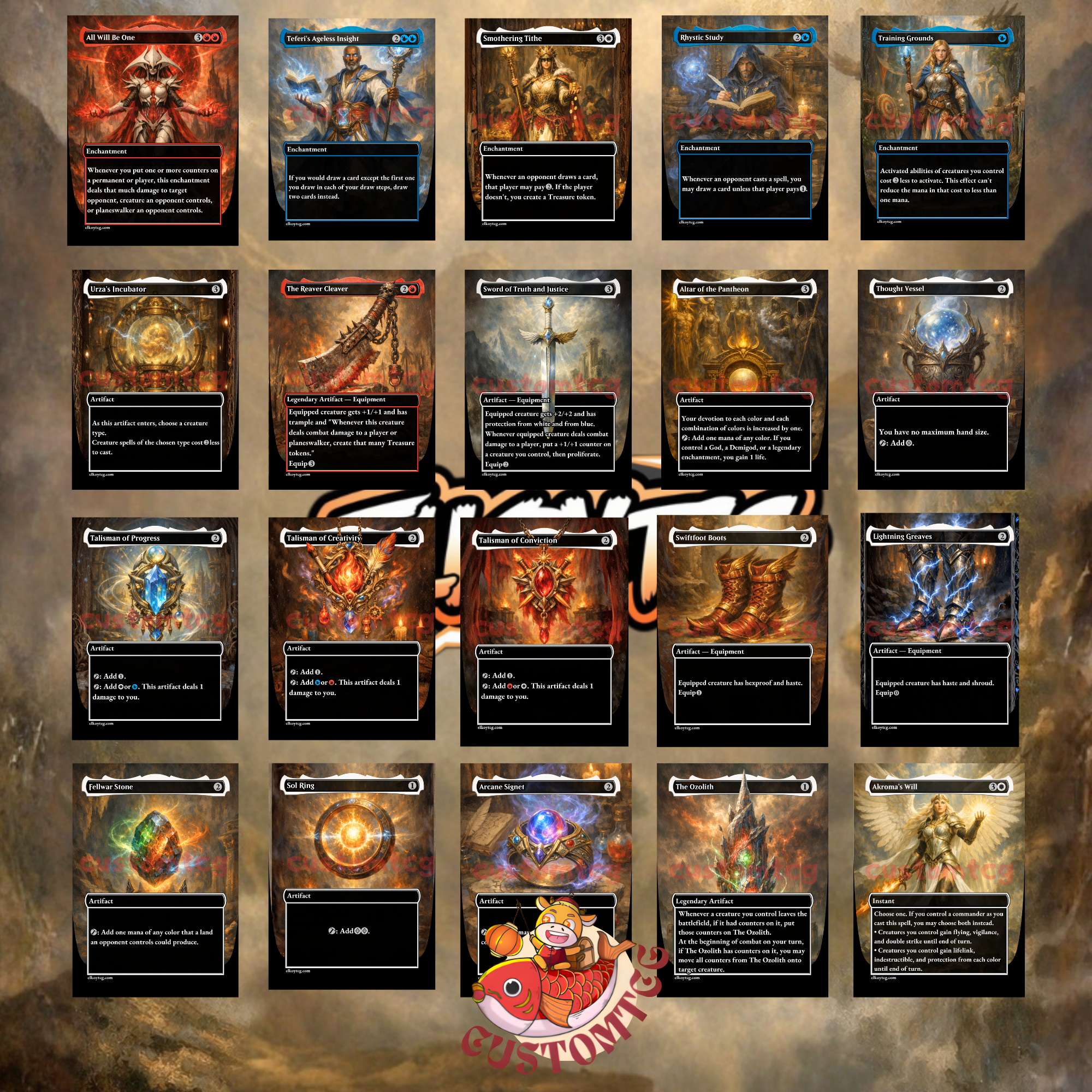 Atreus and Kratos Commander Deck | 100 Custom Cards + Tokens | God of War Art | Jeskai Experience Counters