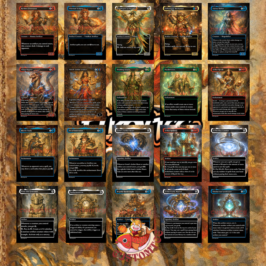 Saheeli, Radiant Creator Custom Commander Deck — Artifact Tokens and Energy | Izzet | Fantasy Art Proxy Deck