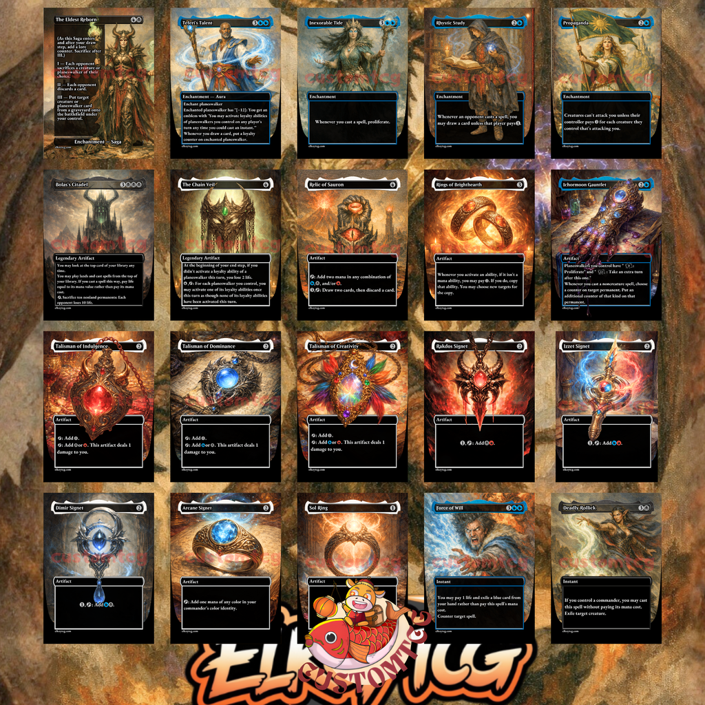 Nicol Bolas, the Ravager Custom Commander Deck — Dragon God | Grixis Control | Fantasy Art Proxy Deck