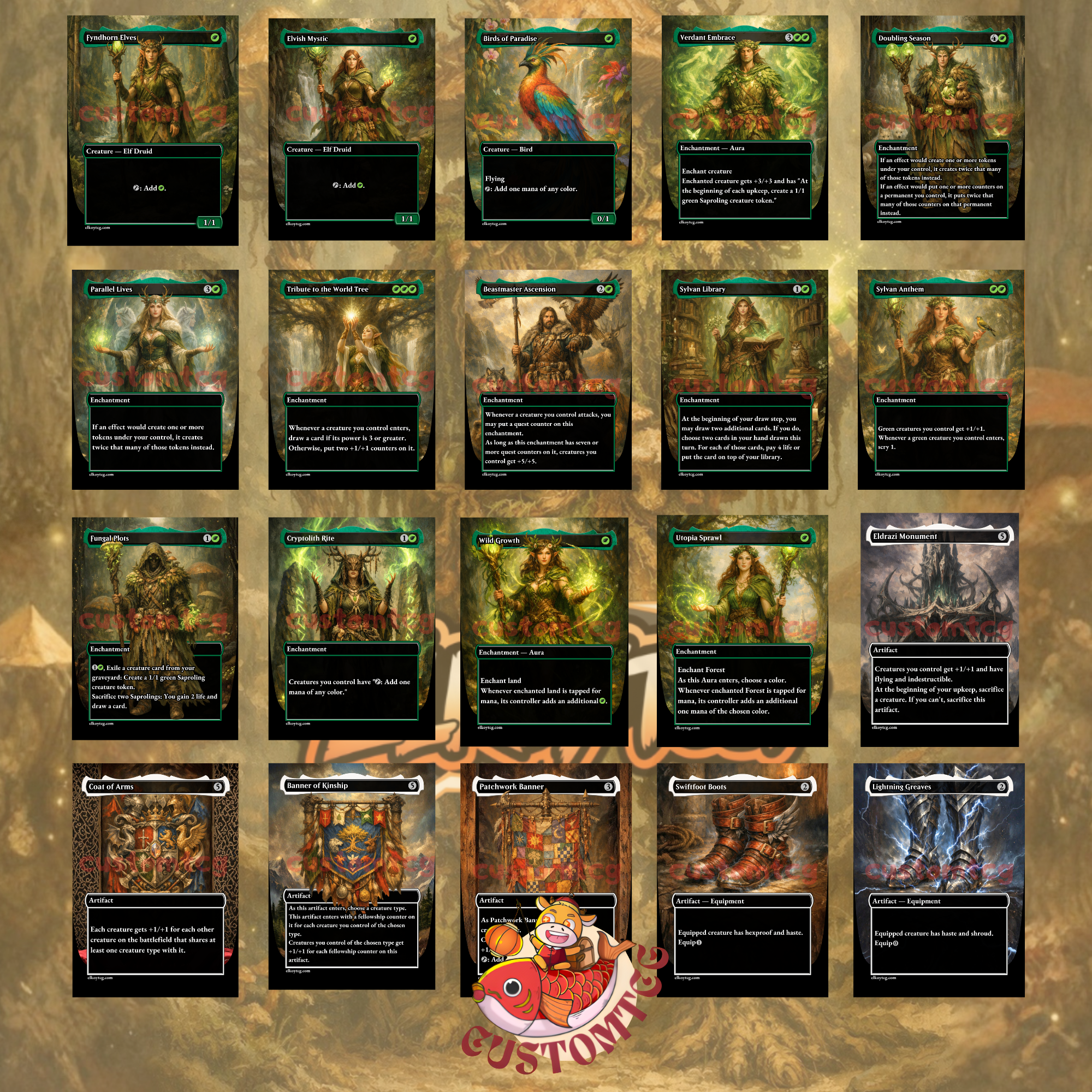 Shroofus Sproutsire Commander Deck – 100 Custom Cards + Tokens | Saproling Tribal | Token Swarm | Fantasy Art | Free Shipping