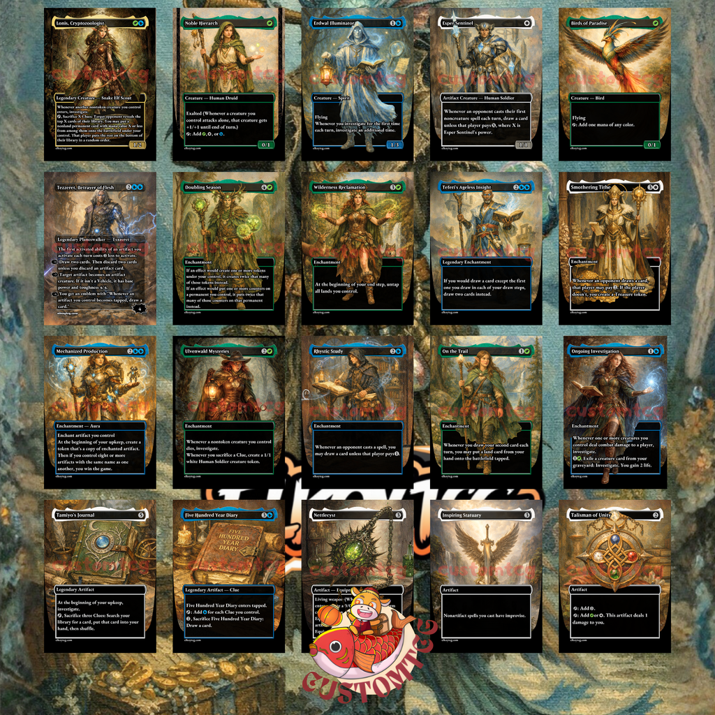 Morska, Undersea Sleuth Custom Commander Deck — Investigate | Clue Tokens | Fantasy Art Proxy Deck