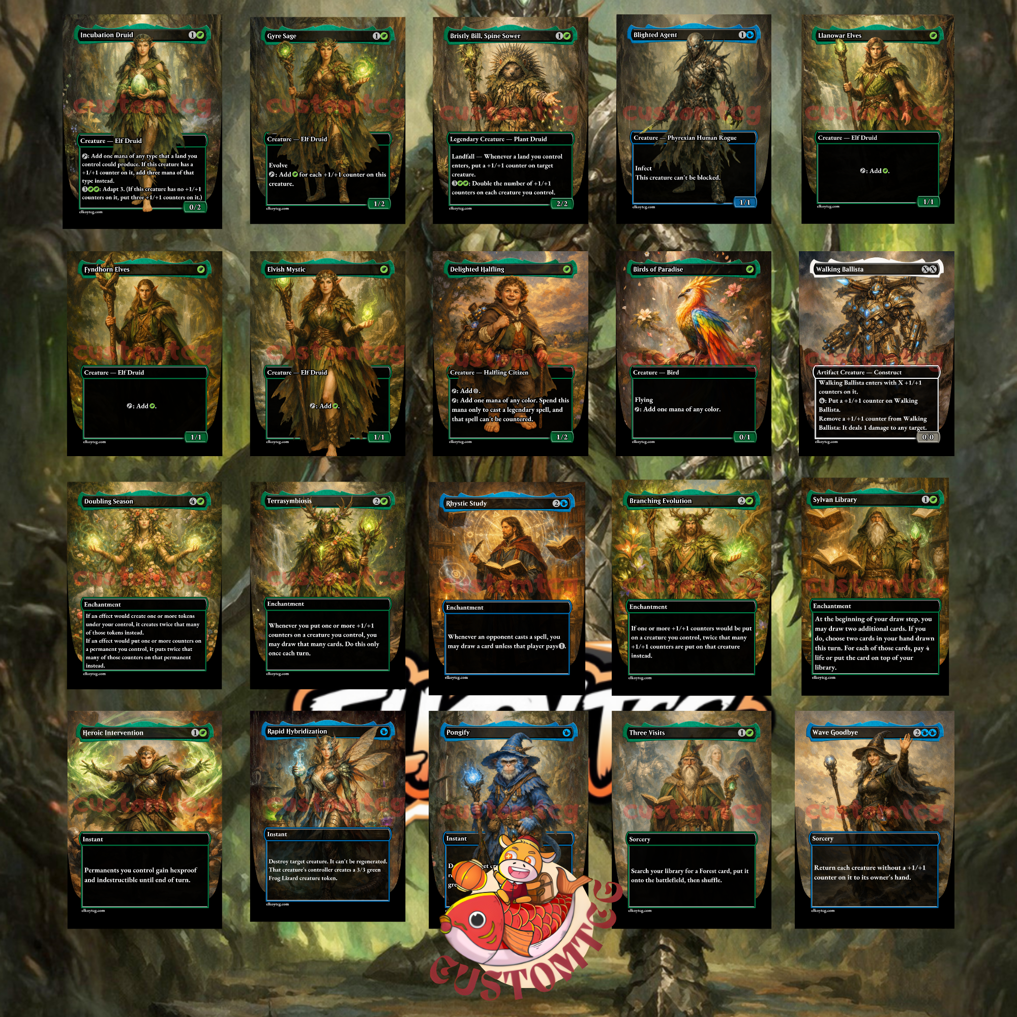 Ezuri Claw of Progress Commander Deck | 100 Custom Cards + Tokens | Fantasy Art | +1/+1 Counter Infect Simic Green Blue Deck