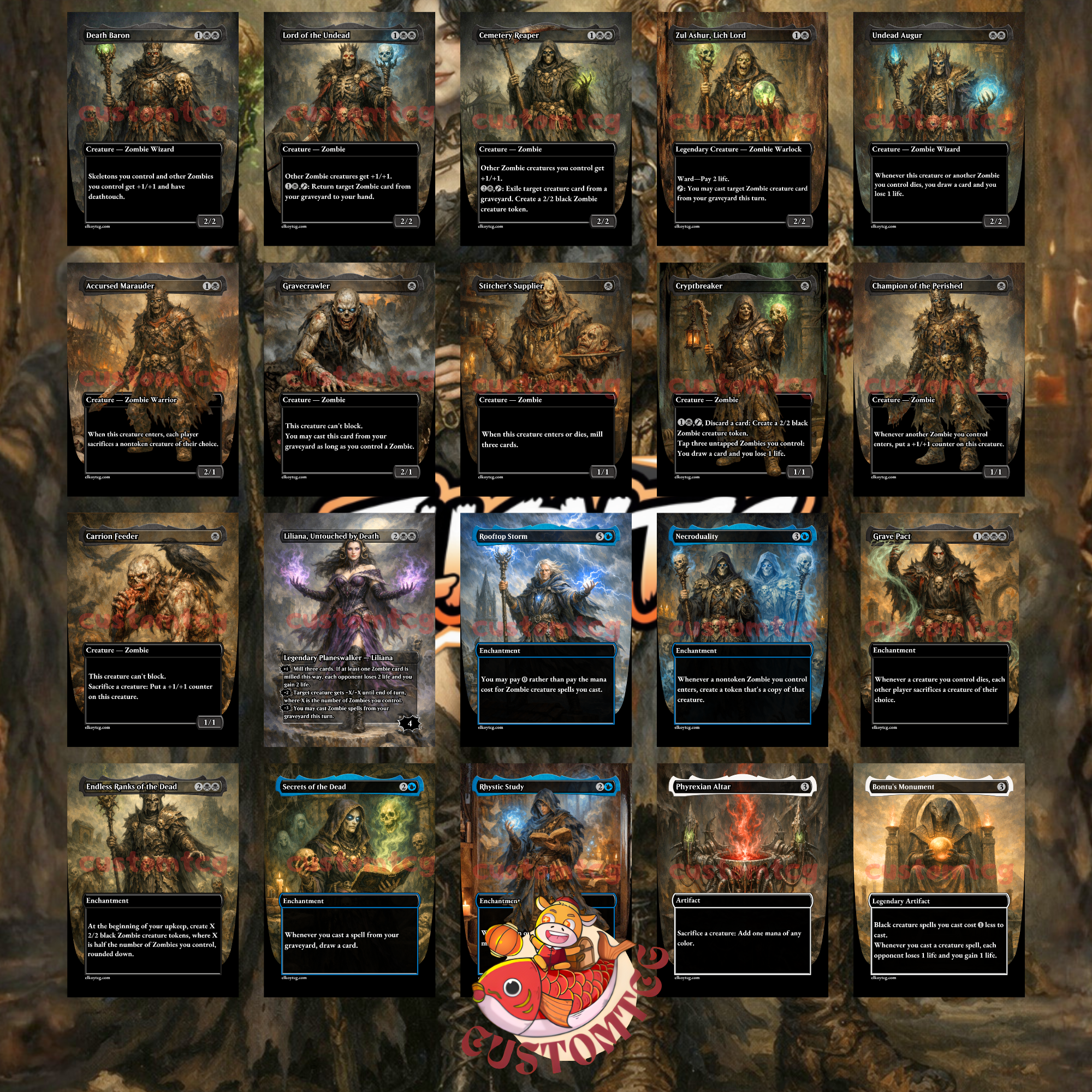 Gisa and Geralf Commander Deck – 100 Custom Cards + Tokens | Zombie Tribal | Dark Fantasy Art | Free Shipping