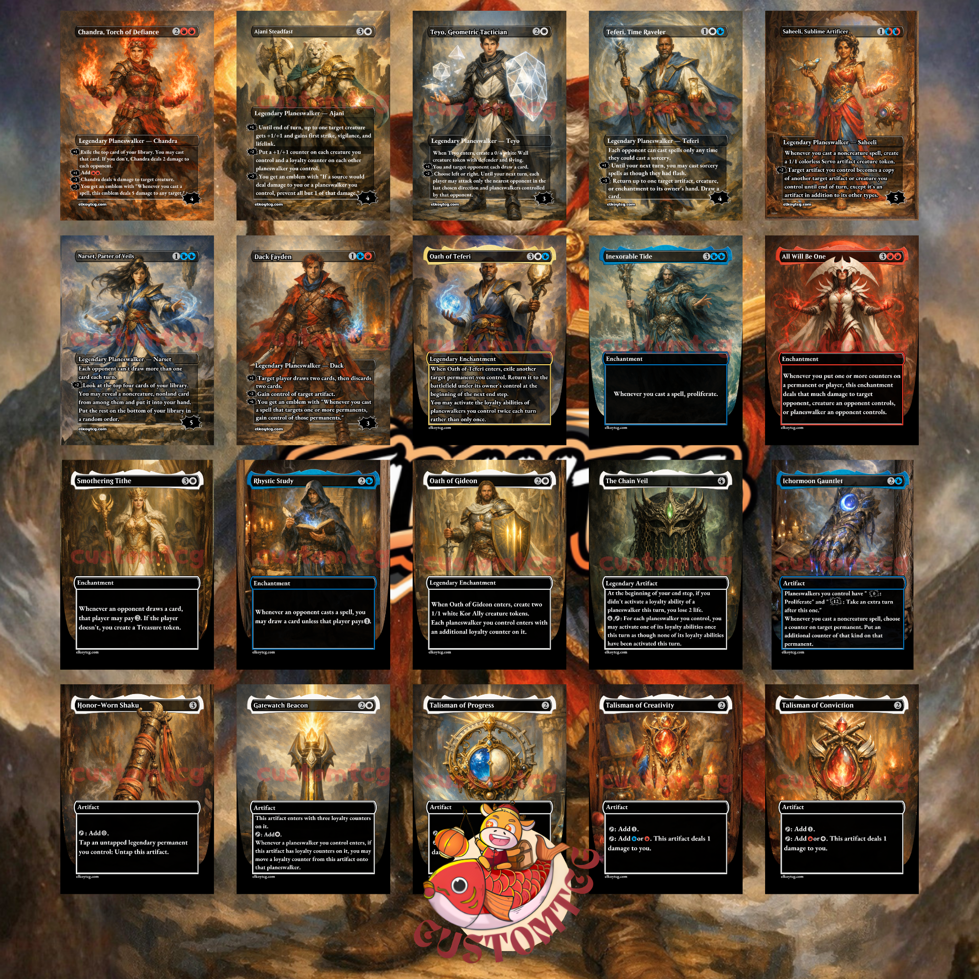Commodore Guff Commander Deck | 100 Custom Cards + Tokens | Fantasy Art | Planeswalker Superfriends Esper White Blue Red Deck